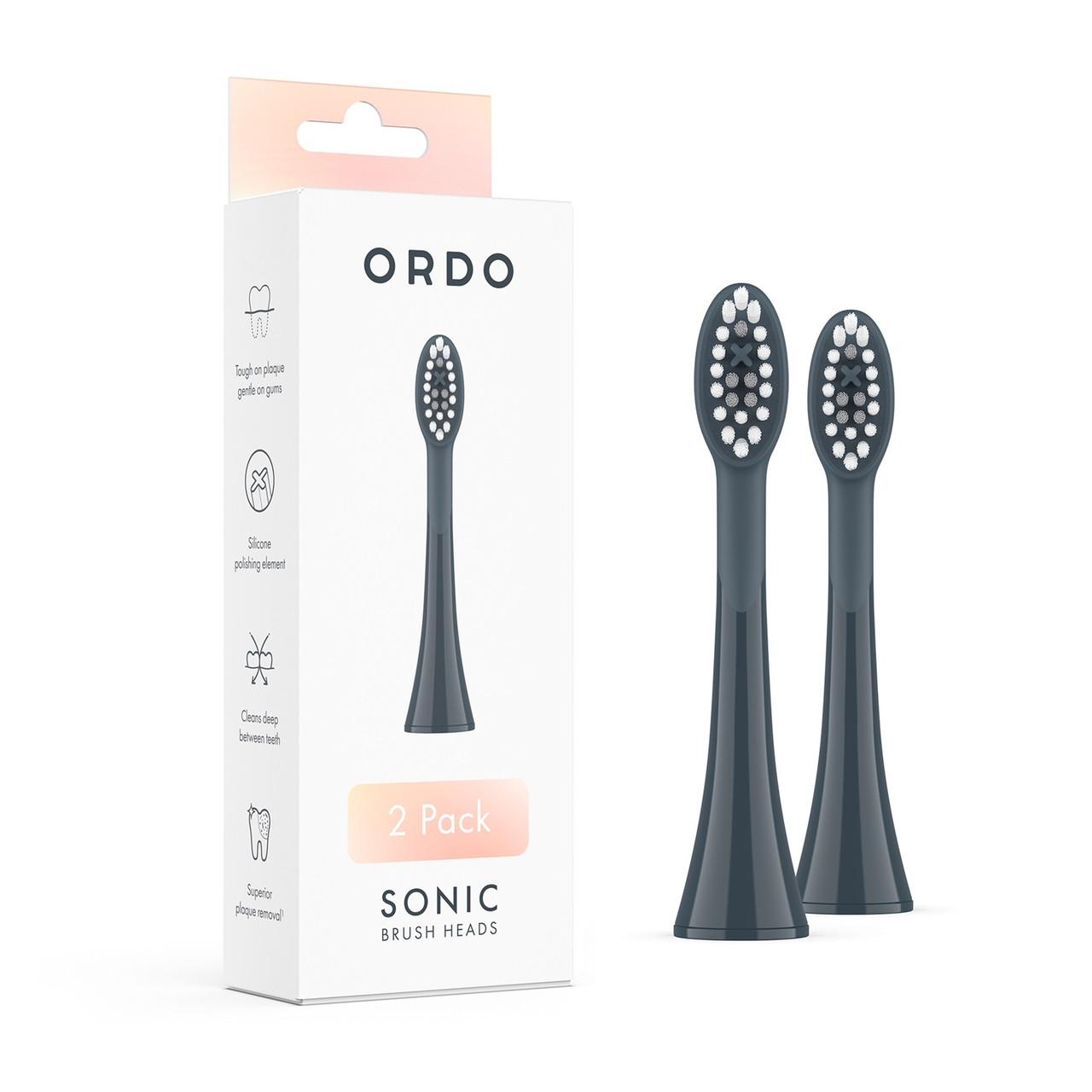 Ordo Sonic Electric Brush Heads Charcoal Grey 2 Pack Image 1