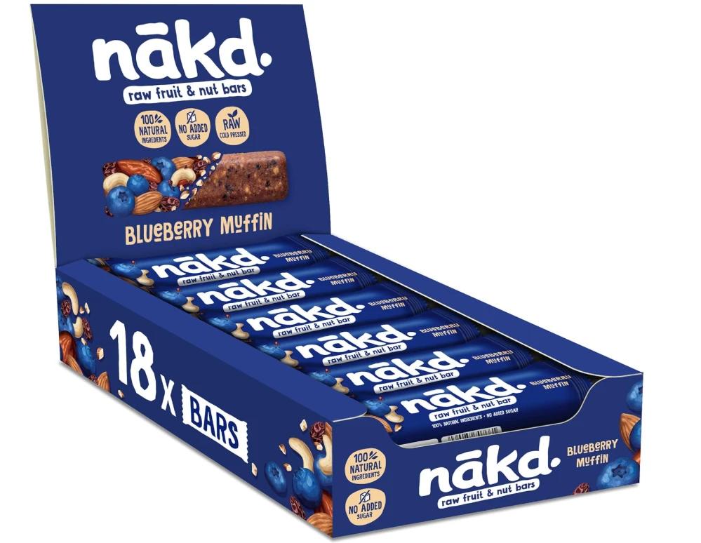 Nakd. Raw Fruit & Nut Bars Blueberry Muffin 18x35g Image 1