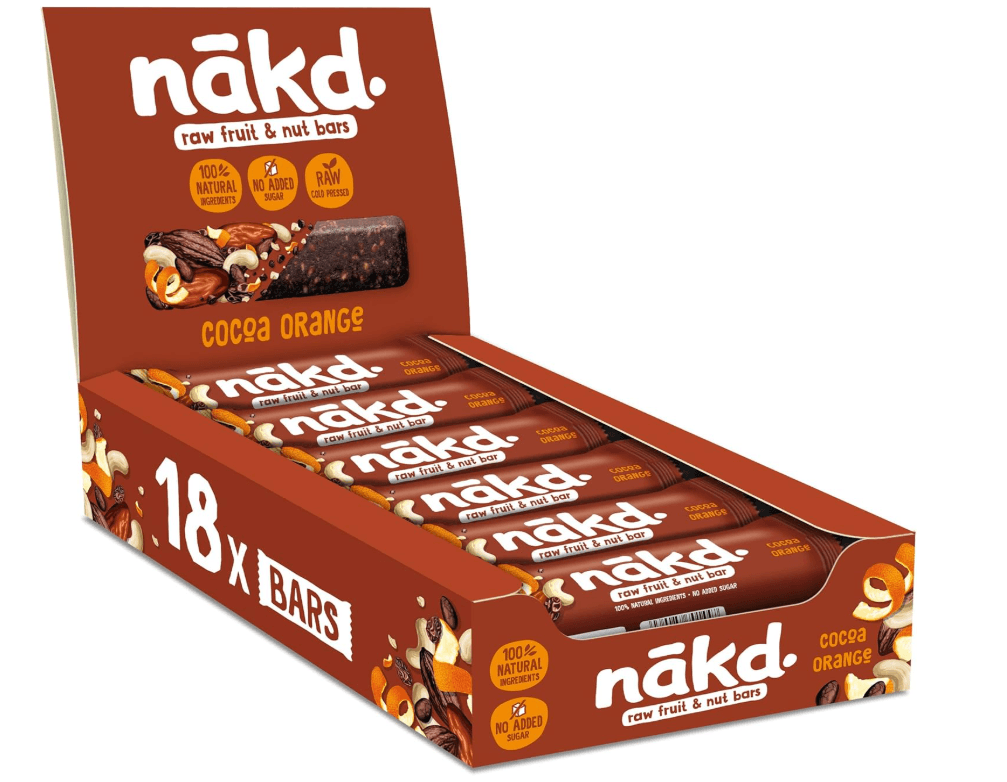 Nakd. Raw Fruit & Nut Bars Cocoa Orange 18x35g Image 1