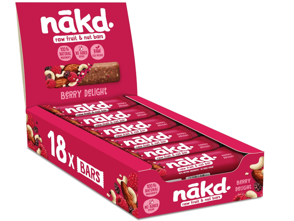 Nakd. Raw Fruit & Nut Bars Berry Delight 18x35g Image 1