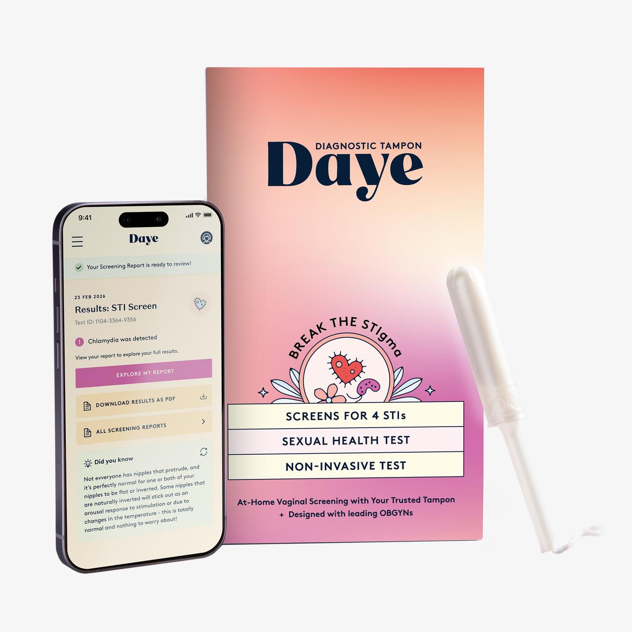 Daye At-Home STI Test Kit Discreet STI Screening with Diagnostic Tampon (Tests Chlamydia, Gonorrhoea & More) Image 1
