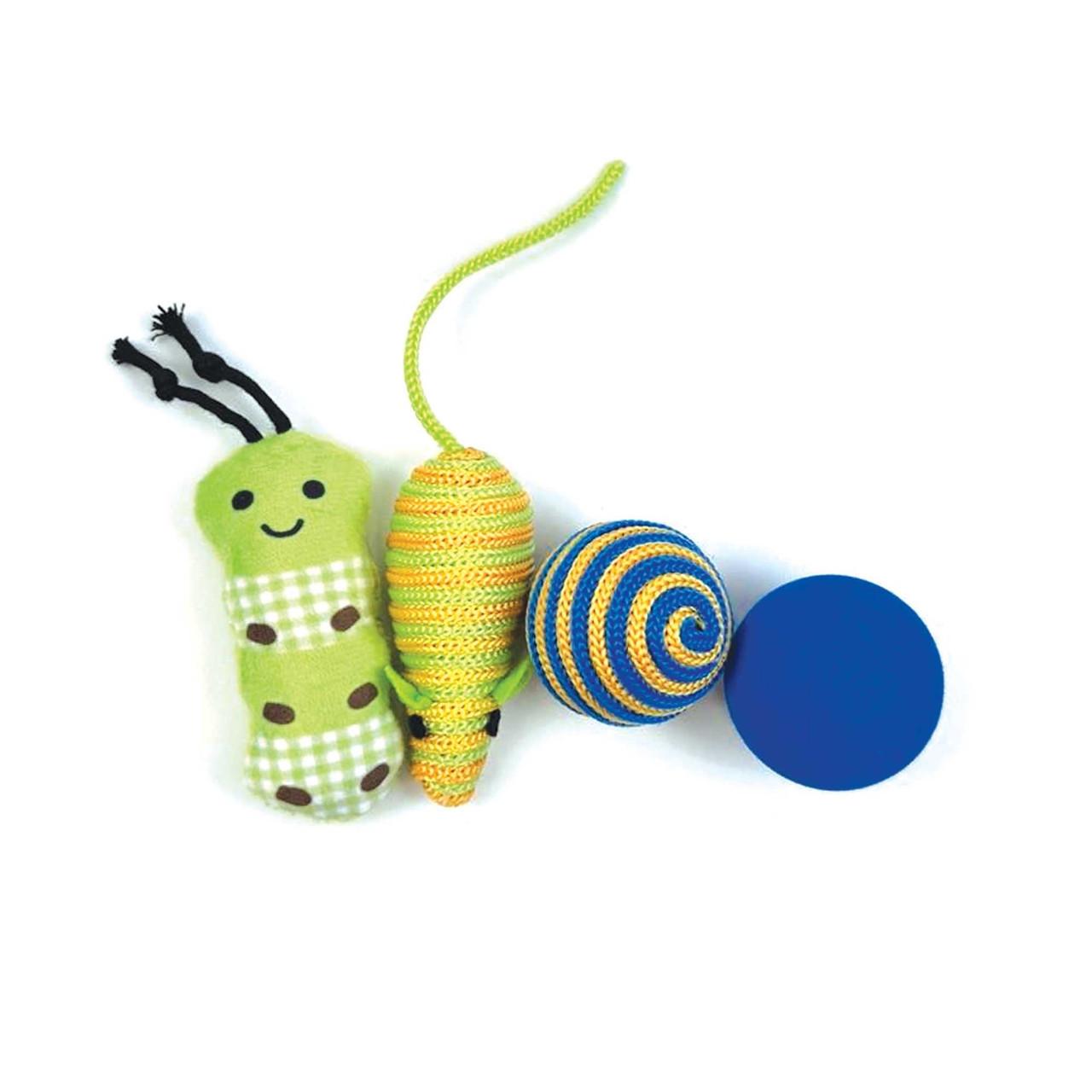 Happy Pet Tabby Patch Caterpillar 4pk Multipack Cat Toy Image 1