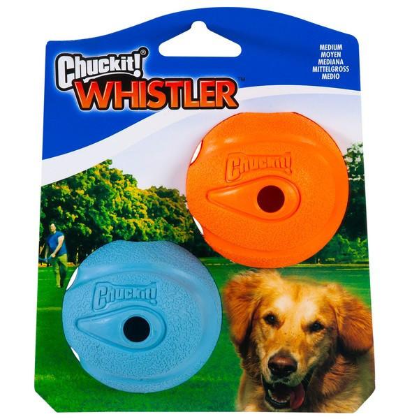 Chuckit! The Whistler Ball 2pk Medium 6.5cm Dog Toy Image 1