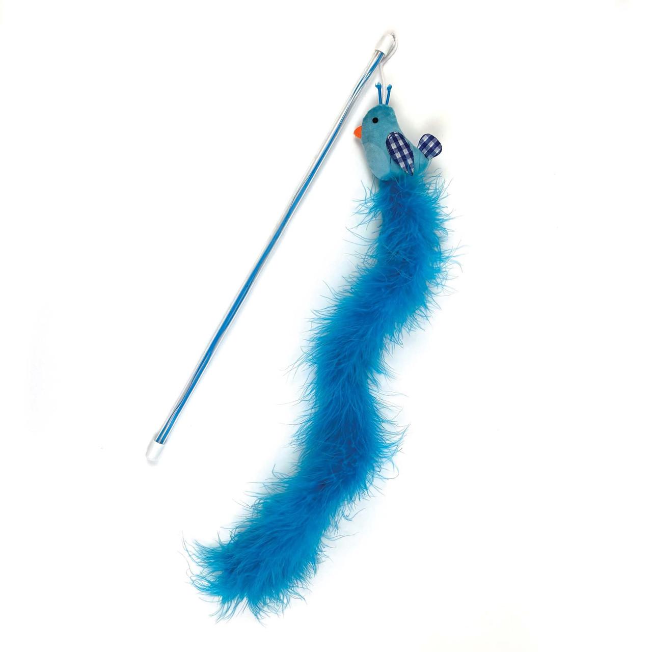 Happy Pet Tabby Patch Extra Long Bluebird Cat Teaser Toy Image 1