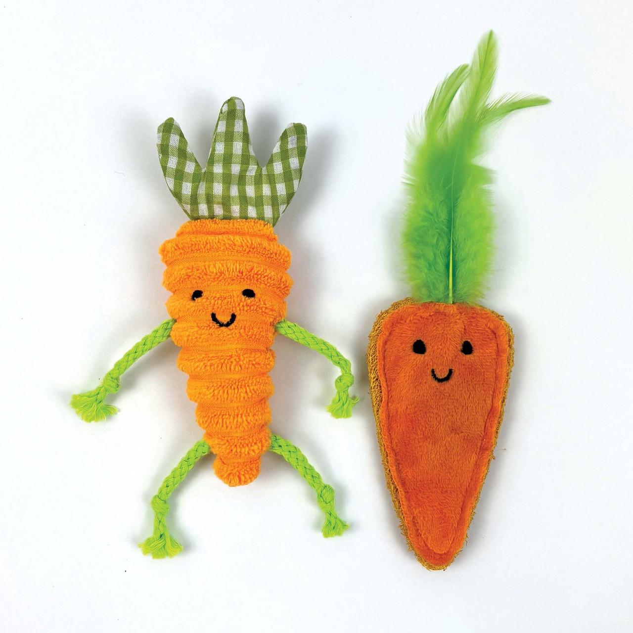 Happy Pet Tabby Patch Catnip Carrots 2pk Cat Toy Image 1