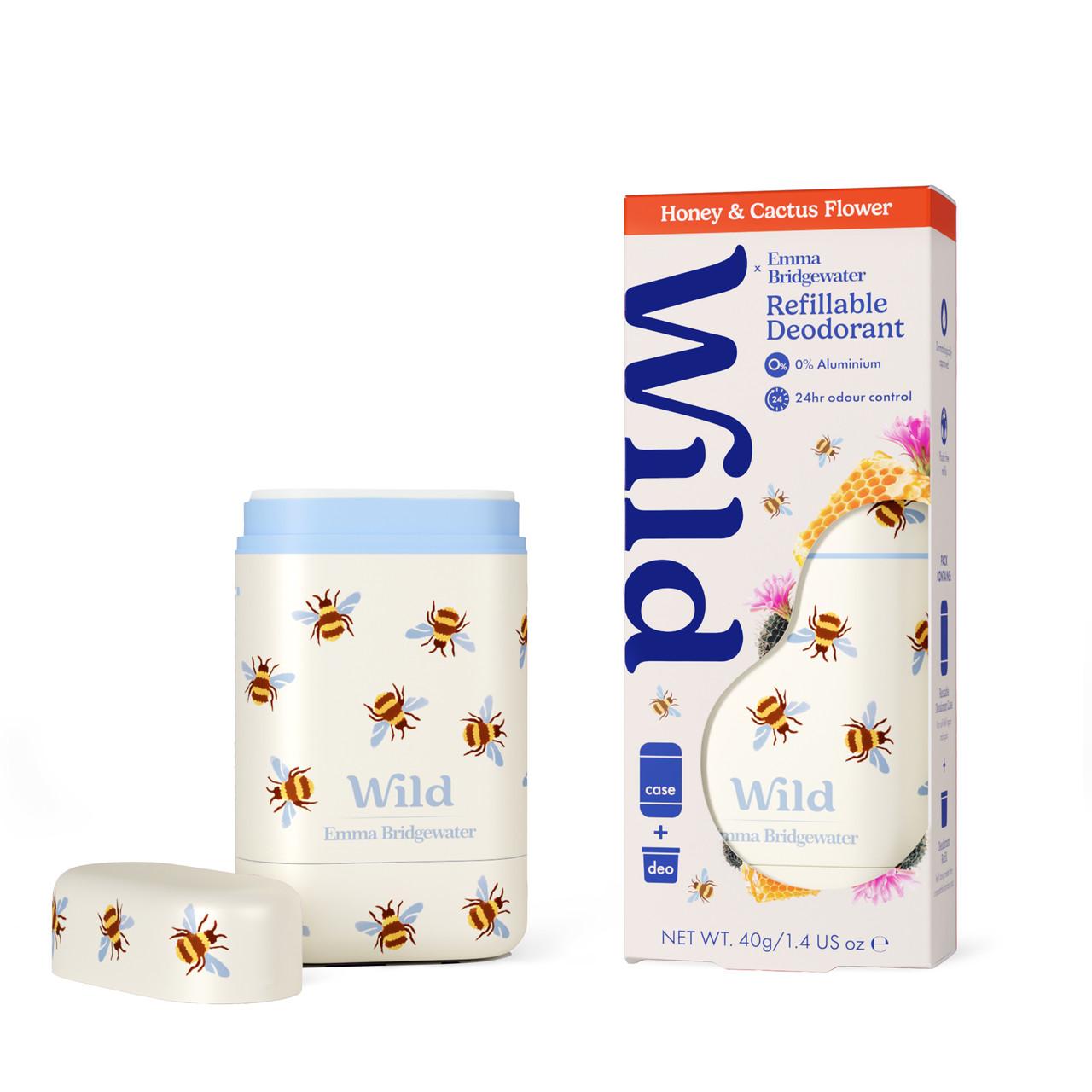Wild Emma Bridgewater Honey & Cactus Flower Refillable Natural Deodorant + Case 40g Image 1