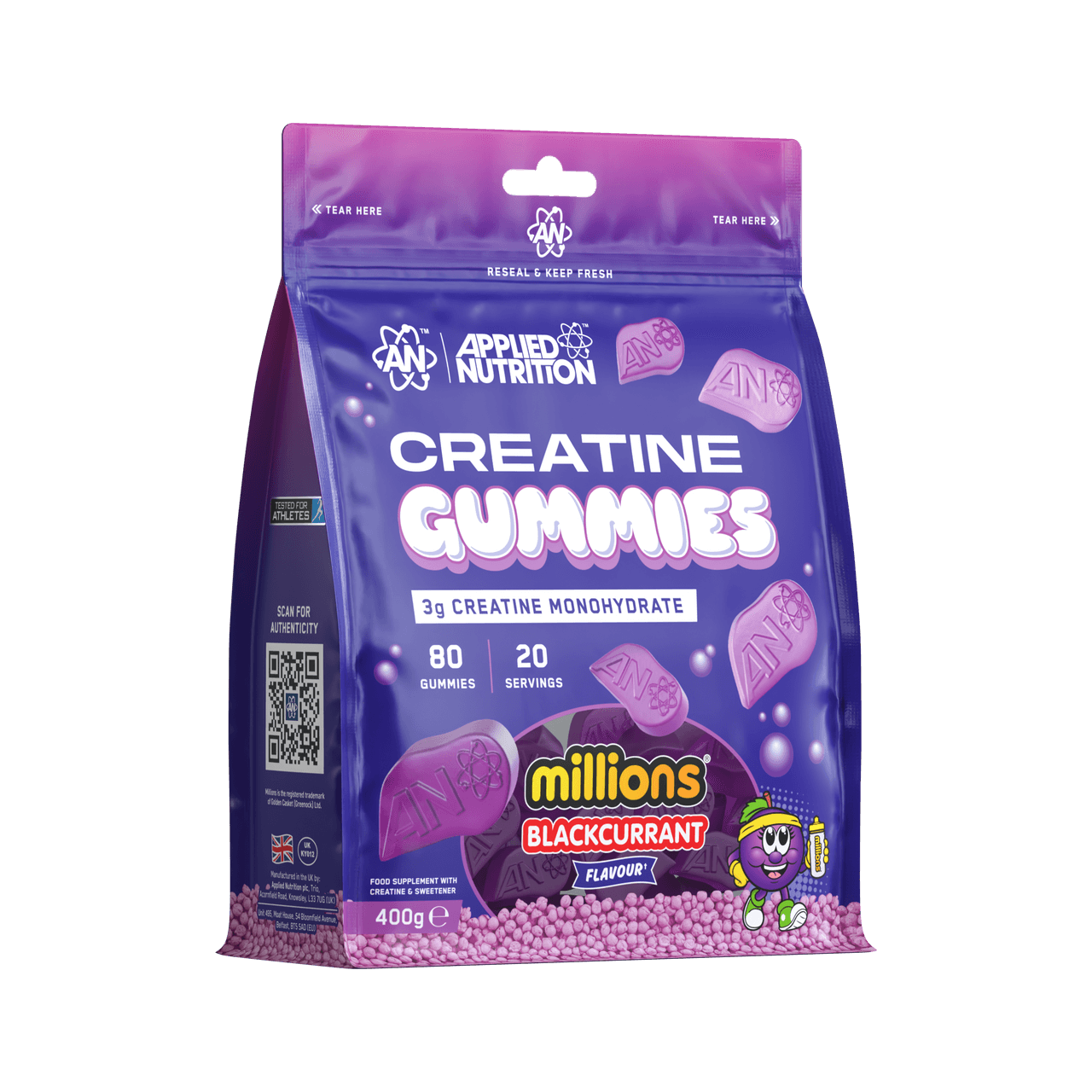 Applied Nutrition Creatine Monohydrate Millions Blackcurrant Flavour 80 Gummies Image 1