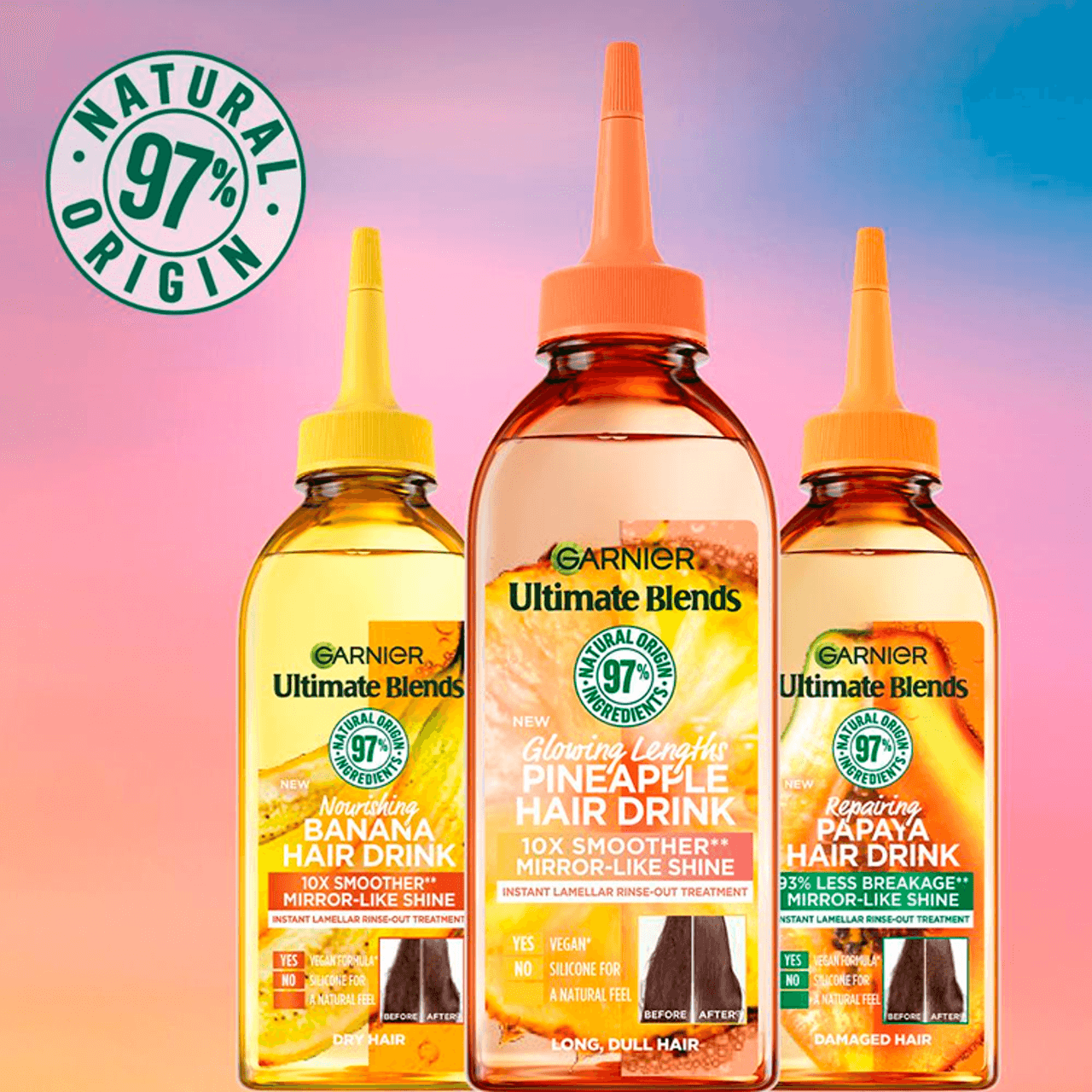 Garnier Ultimate Blends Glowing Lengths Pineapple Hair Drink 200ml Image https://cdn11.bigcommerce.com/s-g585yu857h/images/stencil/1280w/products/15767/29200/3600542502757_T61__87389.1775730763.png1