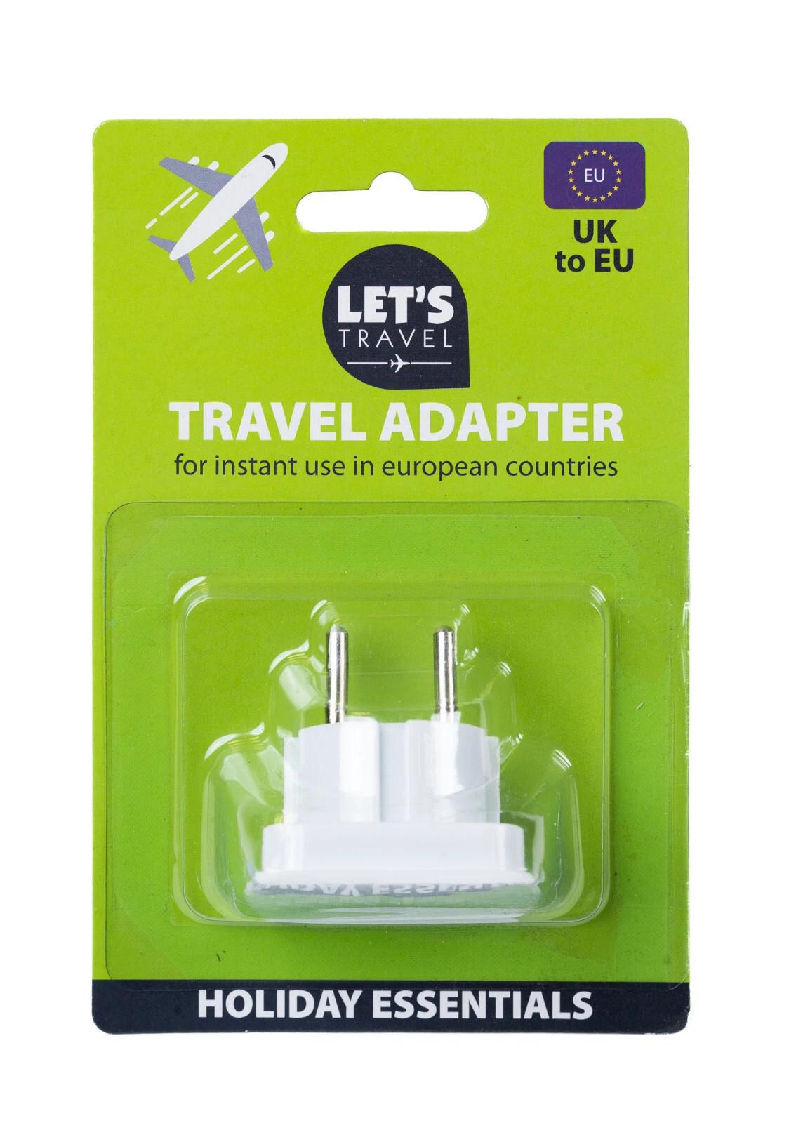 Let's Travel Travel Adaptor UK to EU Image 1