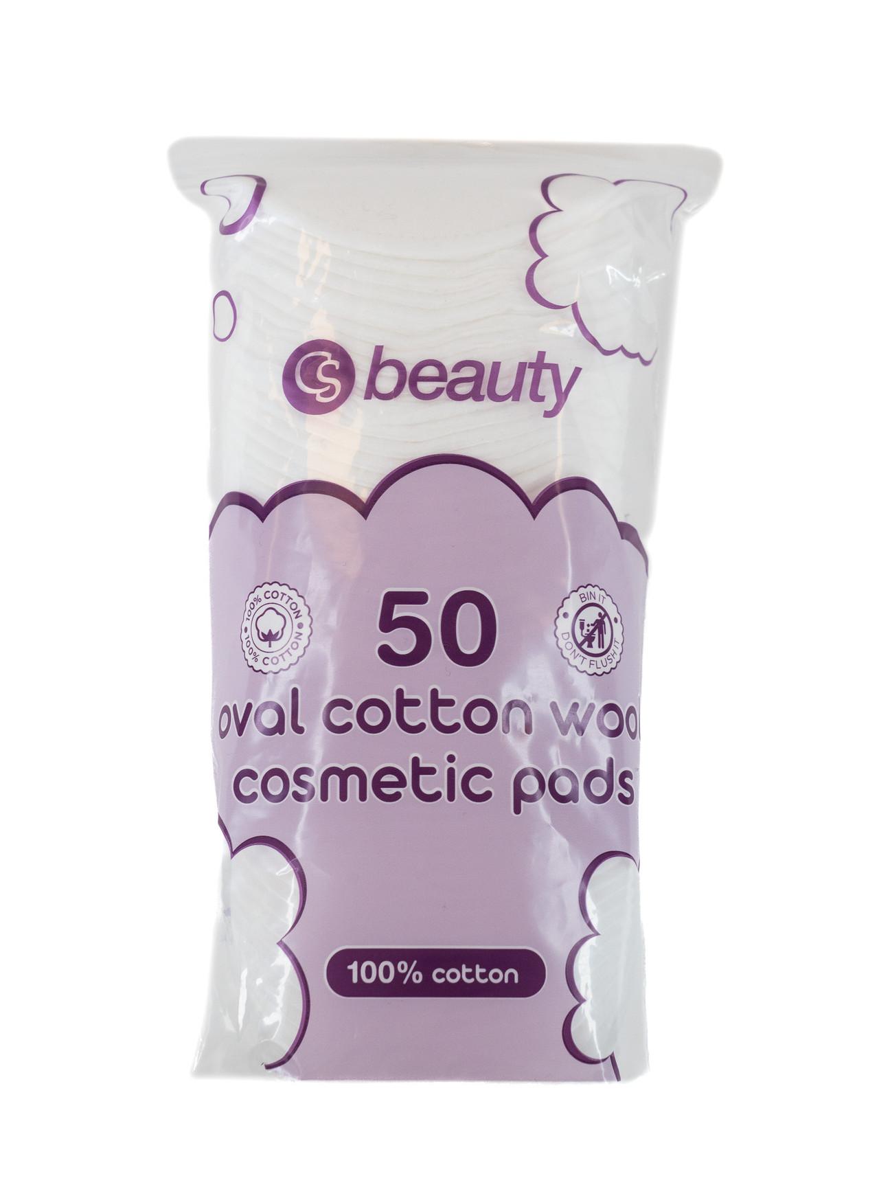 CS Beauty Oval Cotton Wool Cosmetic Pads 50 Pads Image 1