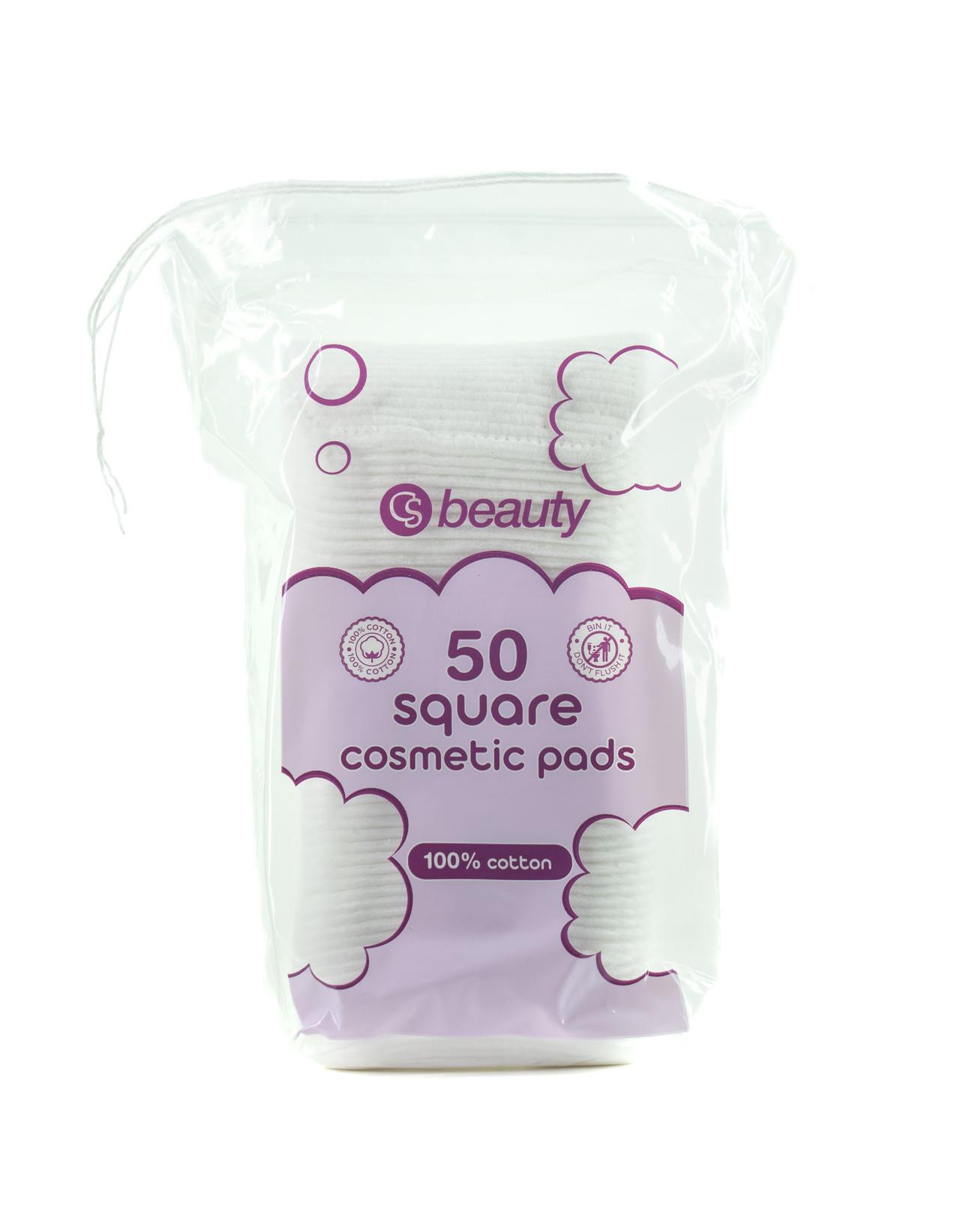 CS Beauty Square Cotton Wool Cosmetic Pads 50 Pads Image 1