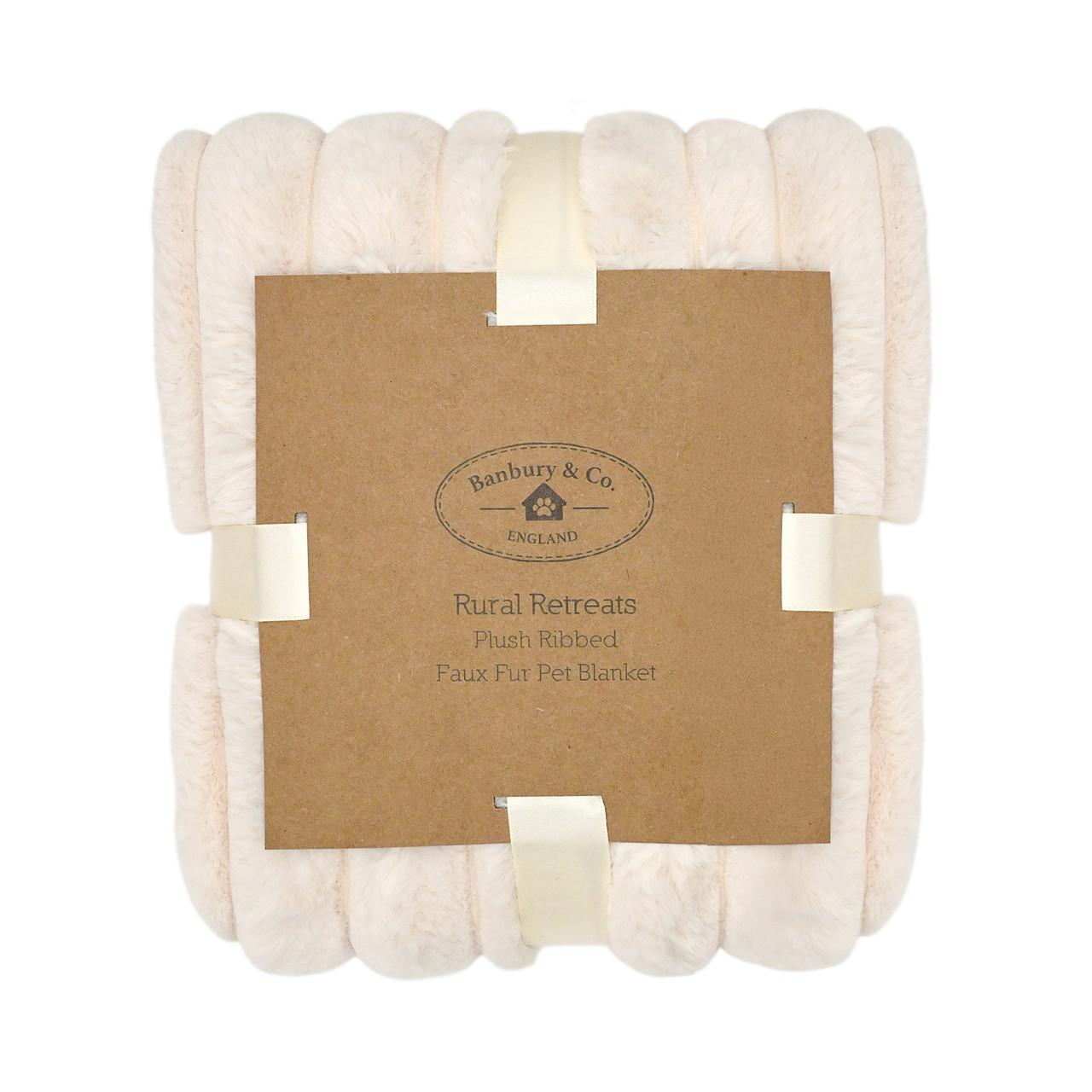 Banbury & Co Rural Retreats Almond Plush Ribbed Faux Fur Pet Blanket Image 1
