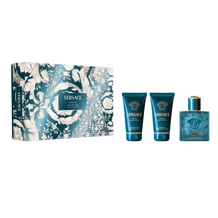 Versace Eros Eau de Toilette 50ml with Shower Gel 50ml & Aftershave Balm 50ml Gift Set Image 1