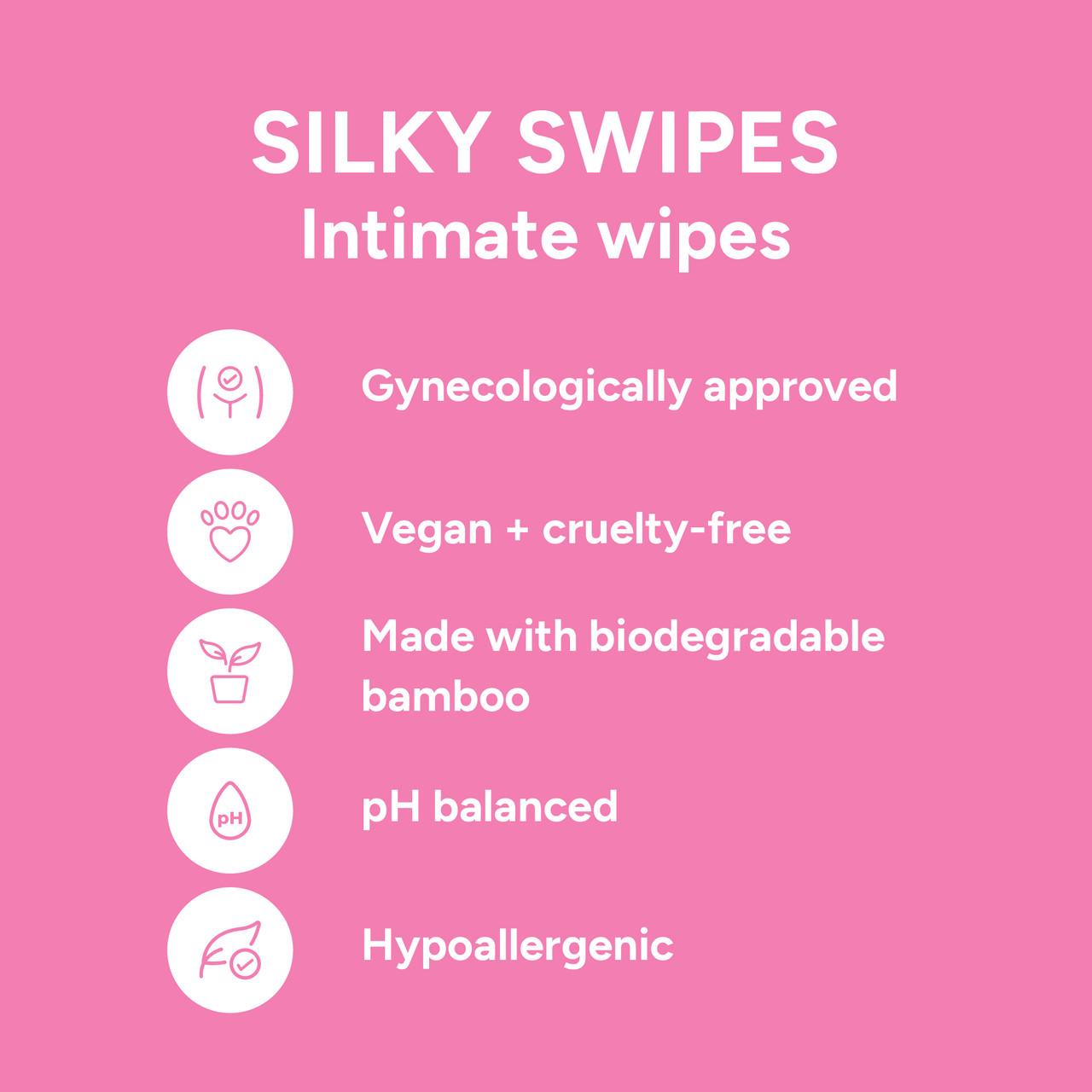 Smile Makers Silky Swipes Biodegradable Intimate Vaginal Wipes 12s Image https://cdn11.bigcommerce.com/s-g585yu857h/images/stencil/1280w/products/16139/30262/165922_E__03156.1778497651.jpg1