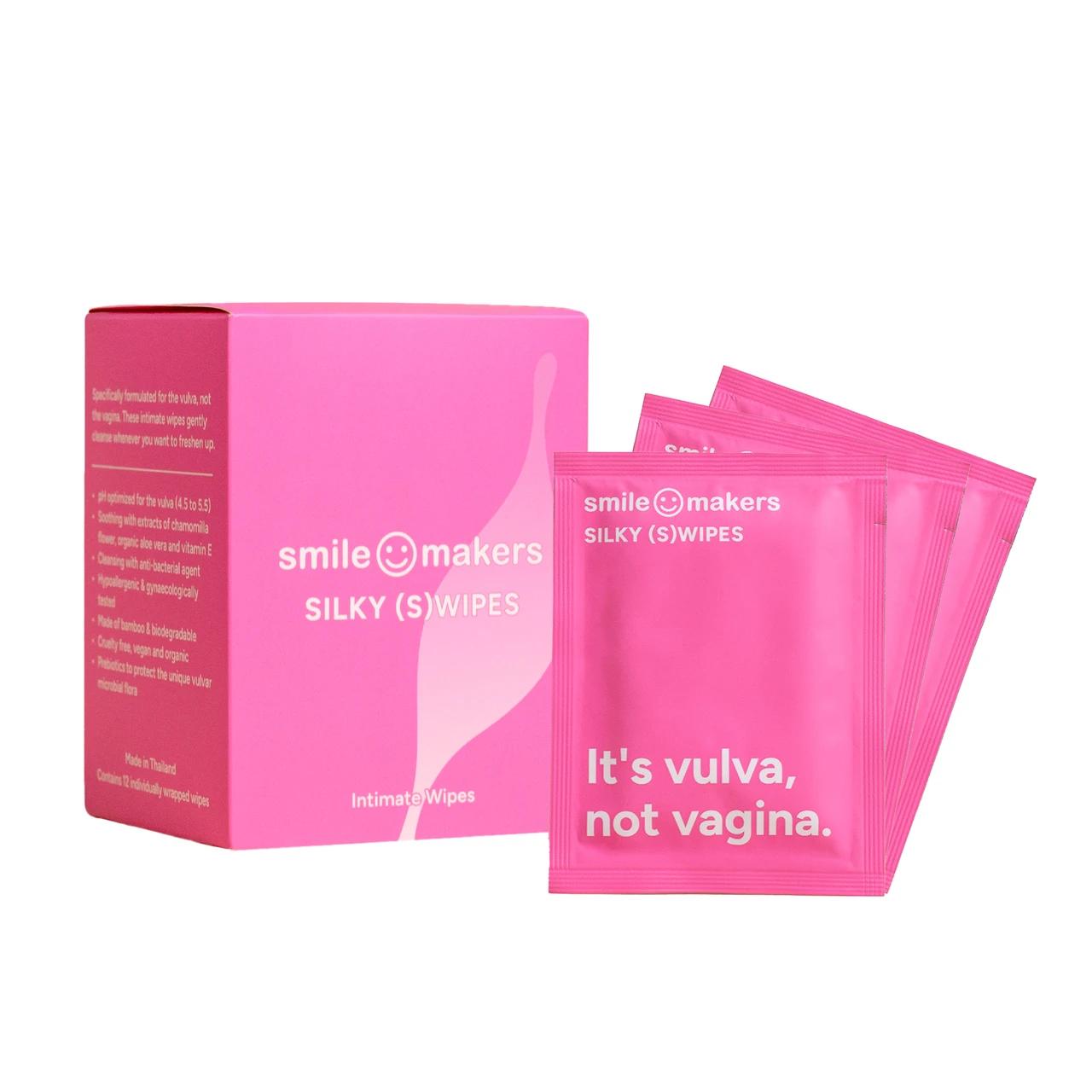 Smile Makers Silky Swipes Biodegradable Intimate Vaginal Wipes 12s Image 1