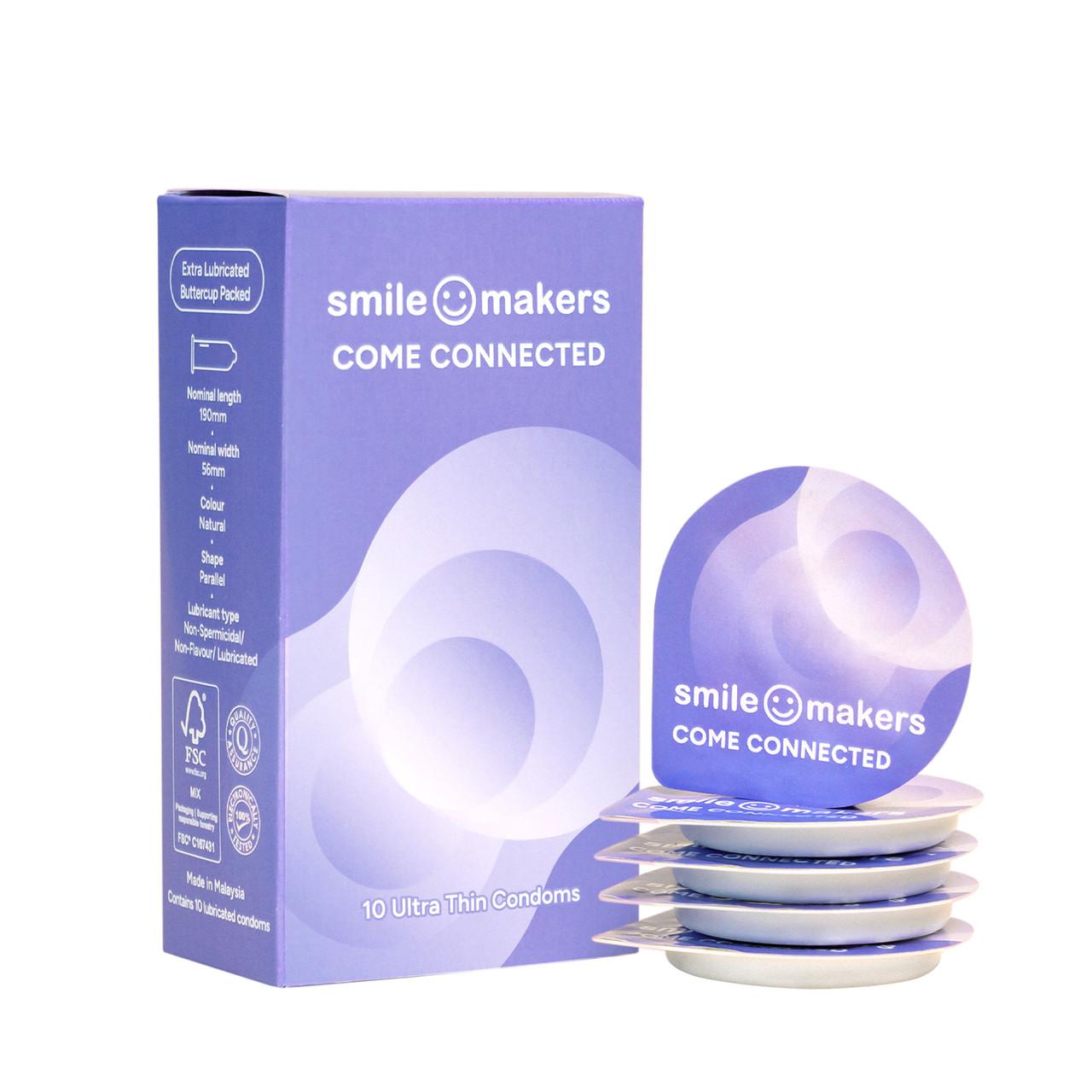 Smile Makers Come Connected Ultra-Thin Natural Condoms 10s Image 1