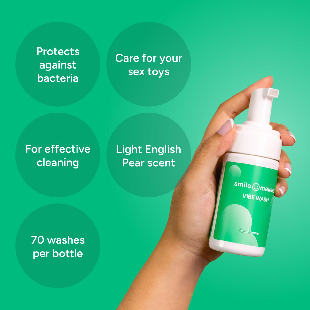 Smile Makers Vibe Wash Foaming Antibacterial Sex Toy Cleaner 100ml Image https://cdn11.bigcommerce.com/s-g585yu857h/images/stencil/1280w/products/16150/30272/165924_B__50287.1778497706.jpg1