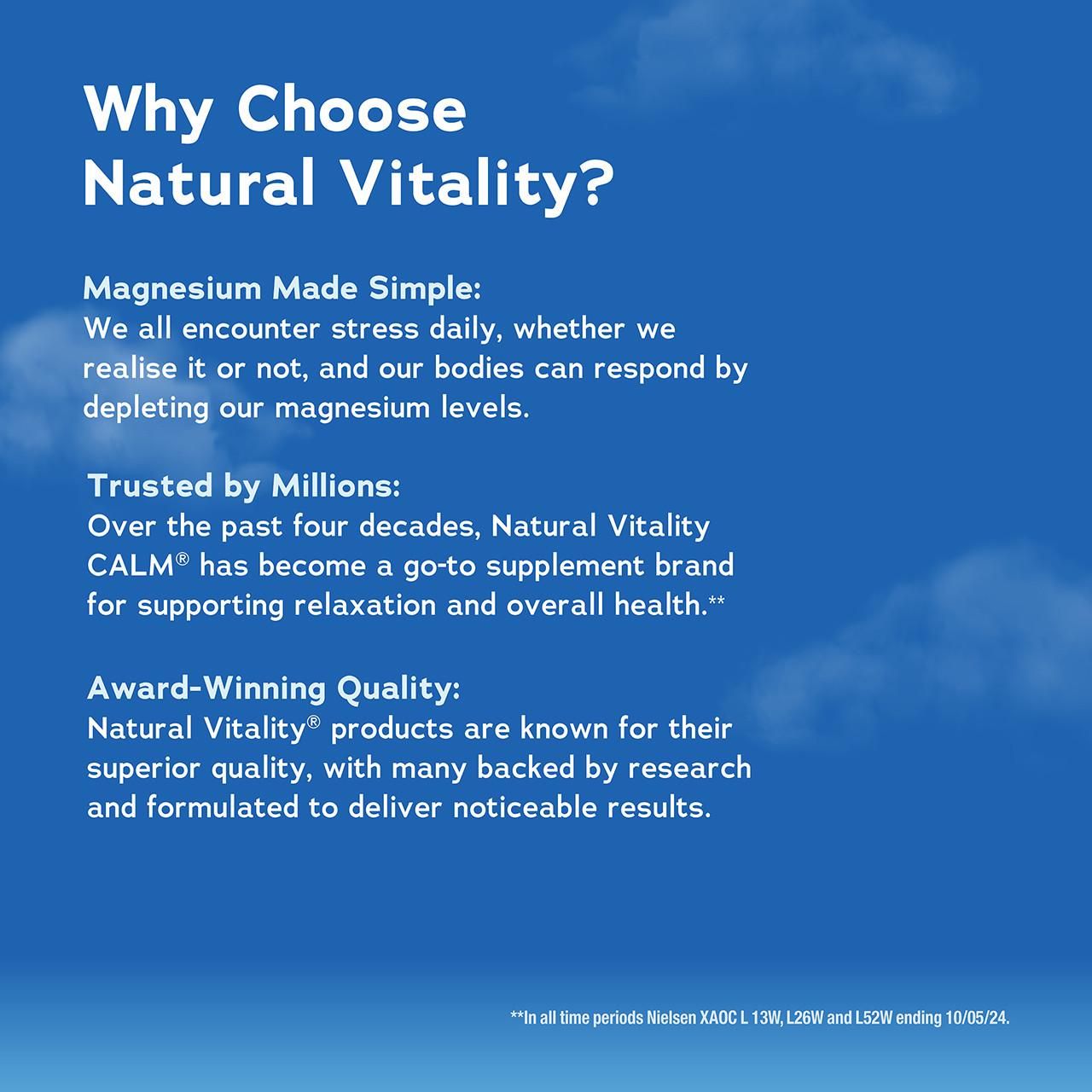 Natural Vitality Calm Relaxing Drink Mix Unflavoured 400g Image https://cdn11.bigcommerce.com/s-g585yu857h/images/stencil/1280w/products/16241/31065/165981-07__85157.1778766233.jpg1
