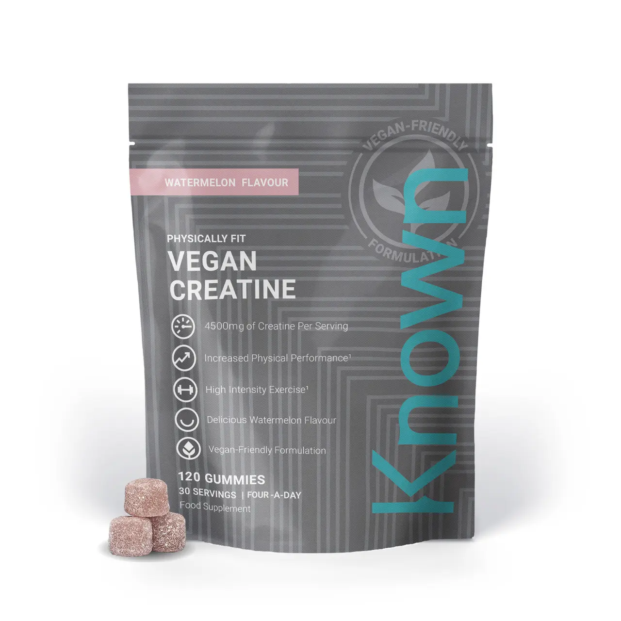 Known Nutrition Vegan Creatine Watermelon Pouch 120 Gummies Image 1