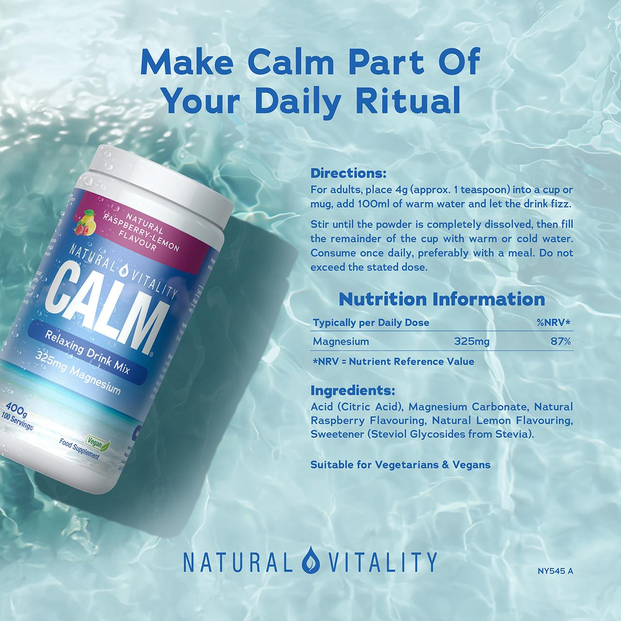 Natural Vitality Calm Relaxing Drink Mix Raspberry Lemon Flavour 400g Image https://cdn11.bigcommerce.com/s-g585yu857h/images/stencil/1280w/products/16245/31091/165983-05__98460.1778766383.jpg1