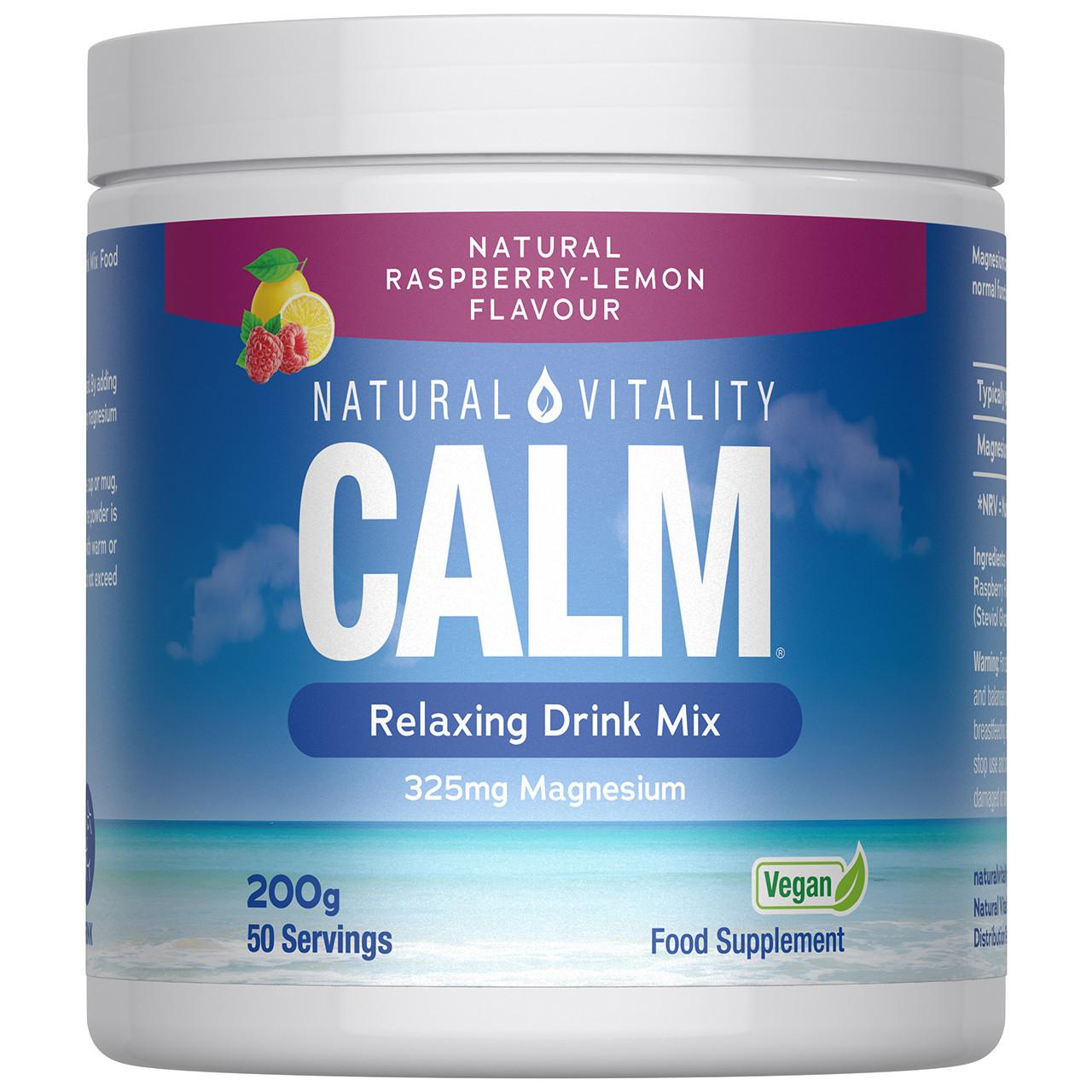 Natural Vitality Calm Relaxing Drink Mix Raspberry Lemon Flavour 200g Image 1