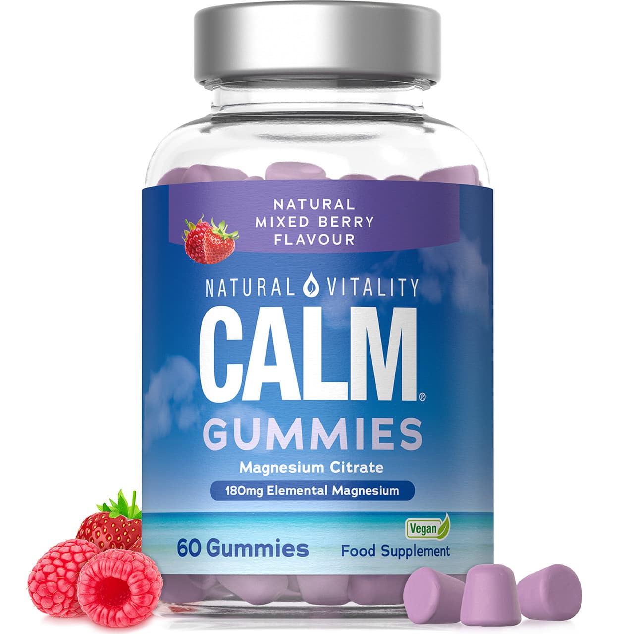 Natural Vitality Calm Magnesium 180mg 60 Vegan Gummies Image 1