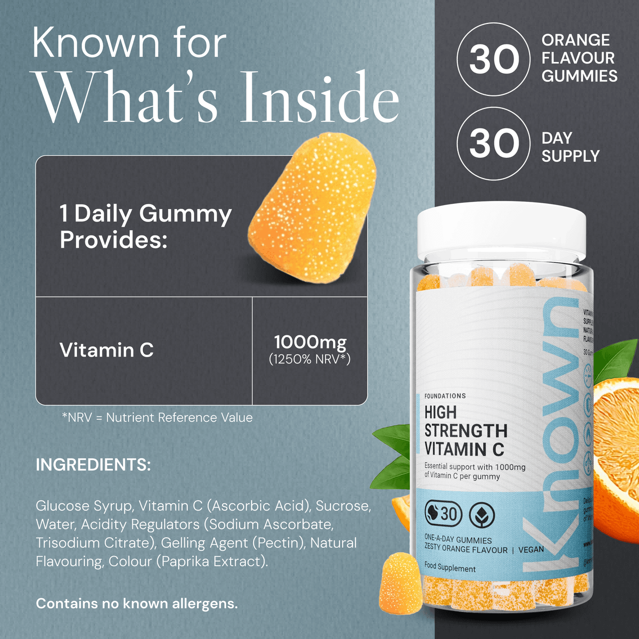 Known Nutrition High-Strength Vitamin C 30 Gummies Image https://cdn11.bigcommerce.com/s-g585yu857h/images/stencil/1280w/products/16268/31450/B0D7MWLC4T_PT05__58396.1779291045.png1