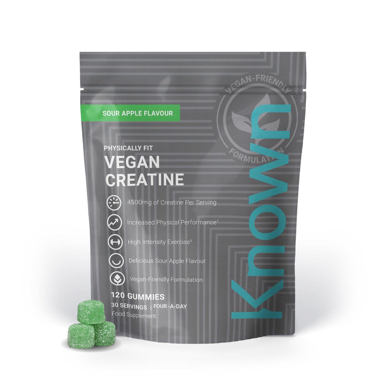 Known Nutrition Vegan Creatine Sour Apple Pouch 120 Gummies Image 1