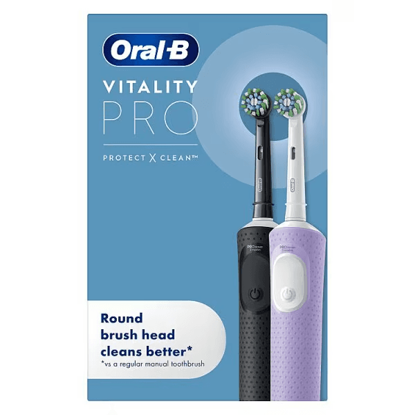 Oral-B Vitality PRO Black & Lilac Electric Toothbrush Duo Image 1
