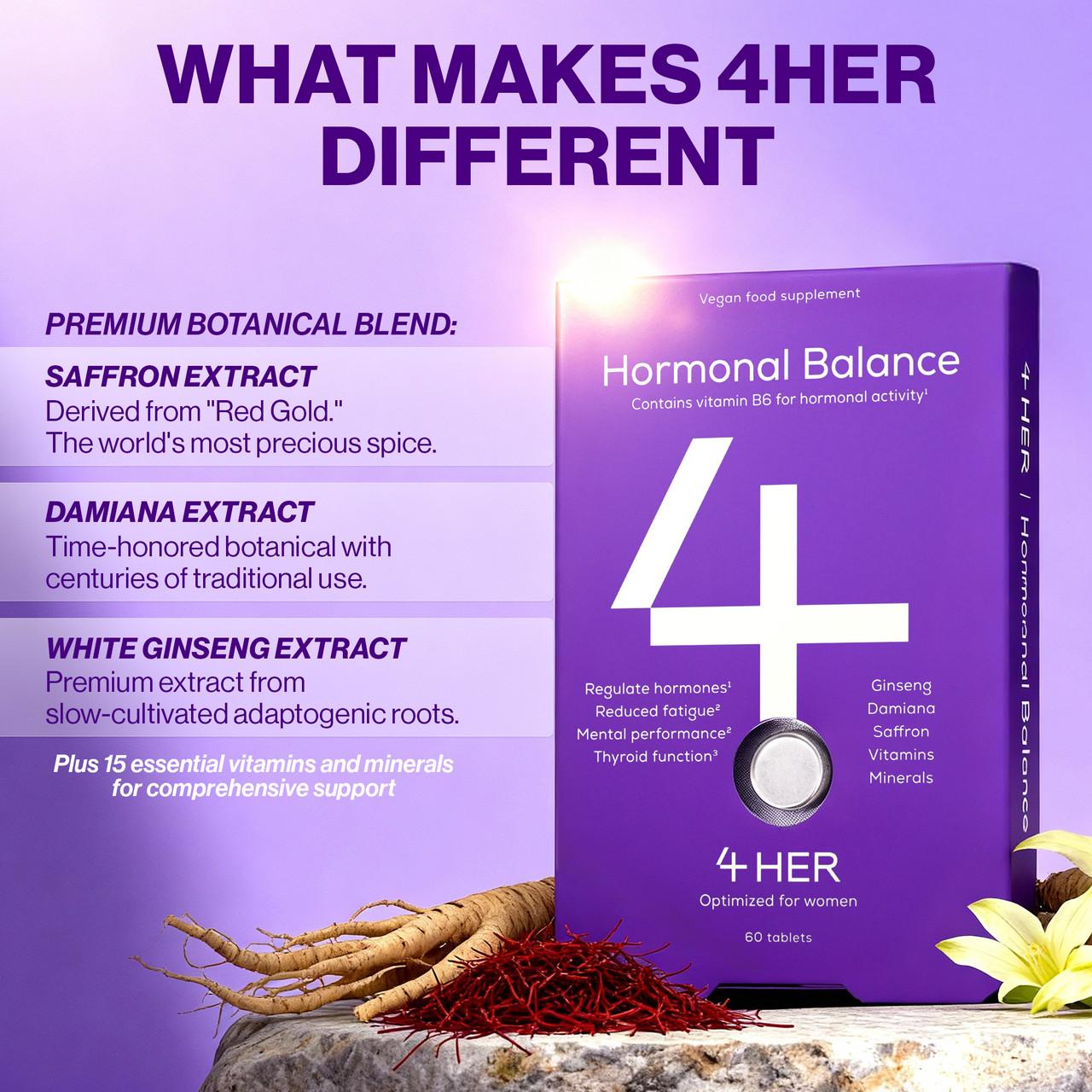 4 HER Hormonal Balance Multivitamin & Botanical Blend for Women 60 Tablets Image https://cdn11.bigcommerce.com/s-g585yu857h/images/stencil/1280w/products/16302/31774/166231D__45918.1780311563.jpg1