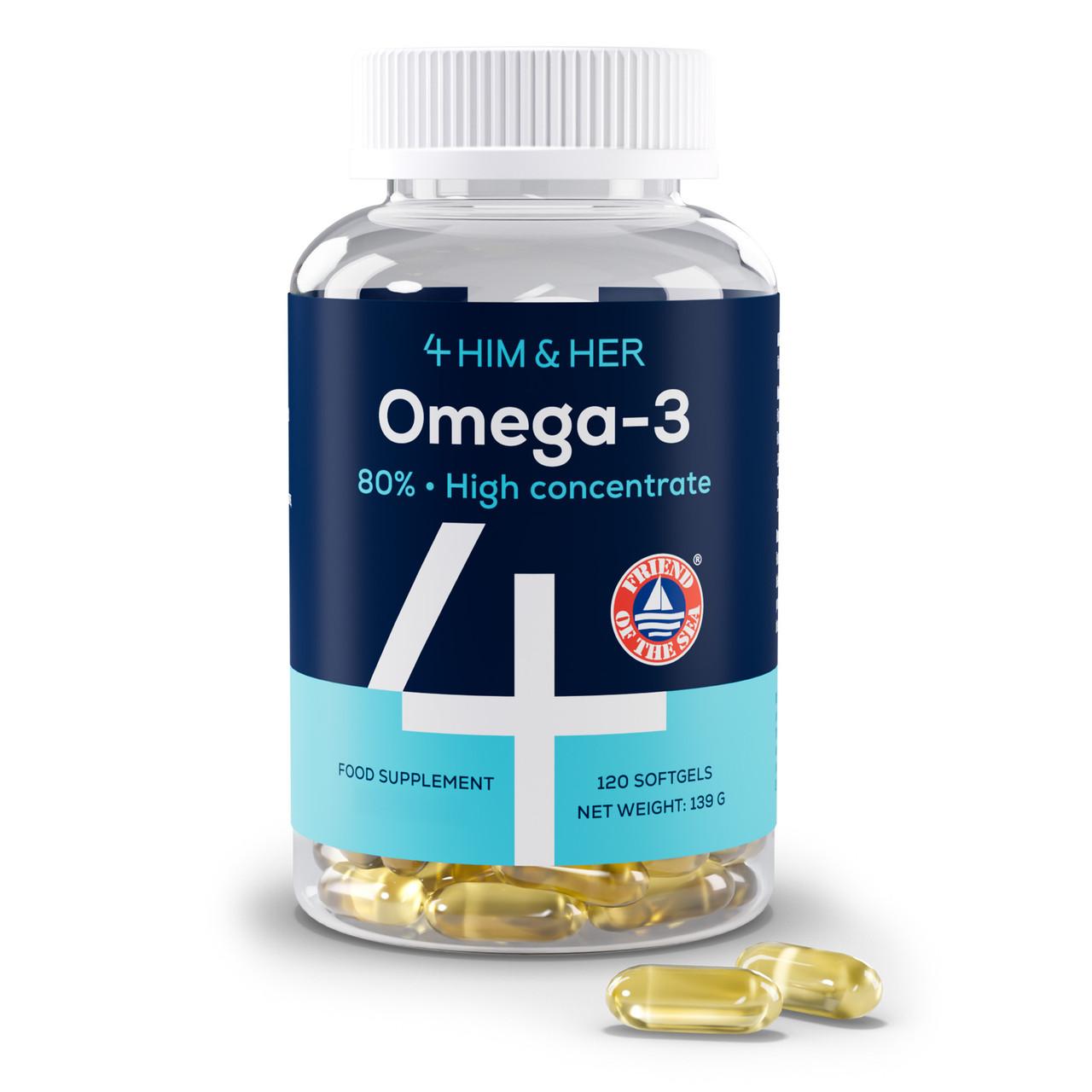 4 HIM & HER Omega 3 Fish Oil 80% Concentrated Omega3 with EPA, DHA & DPA 120 Softgels Image 1