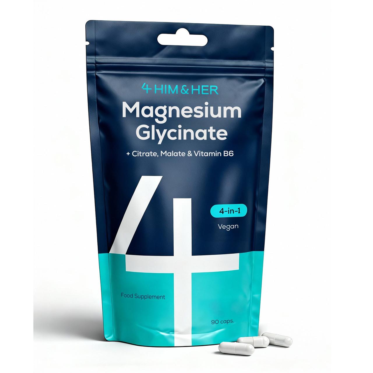 4 HIM & HER Magnesium Glycinate 3in1 Complex with Citrate & Malate 90 Capsules Image 1