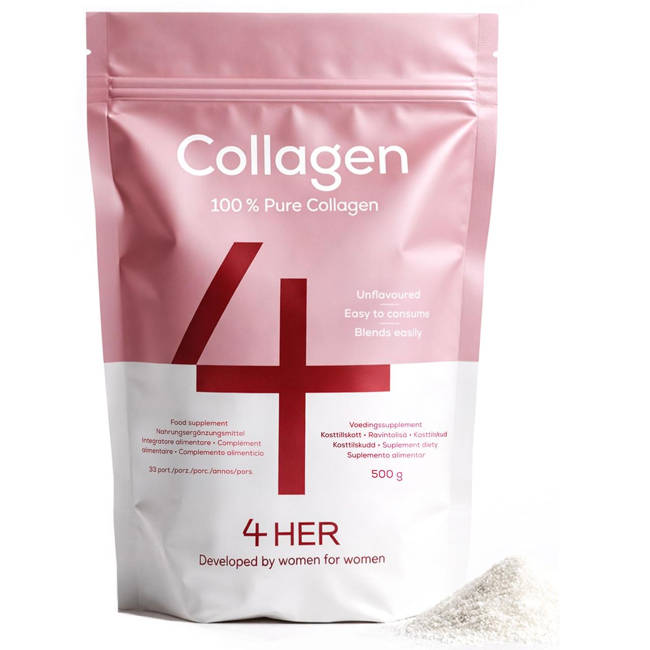 4 HER Collagen Pure 100% Pure Hydrolysed Bovine Collagen Peptides Powder 500g Image 1
