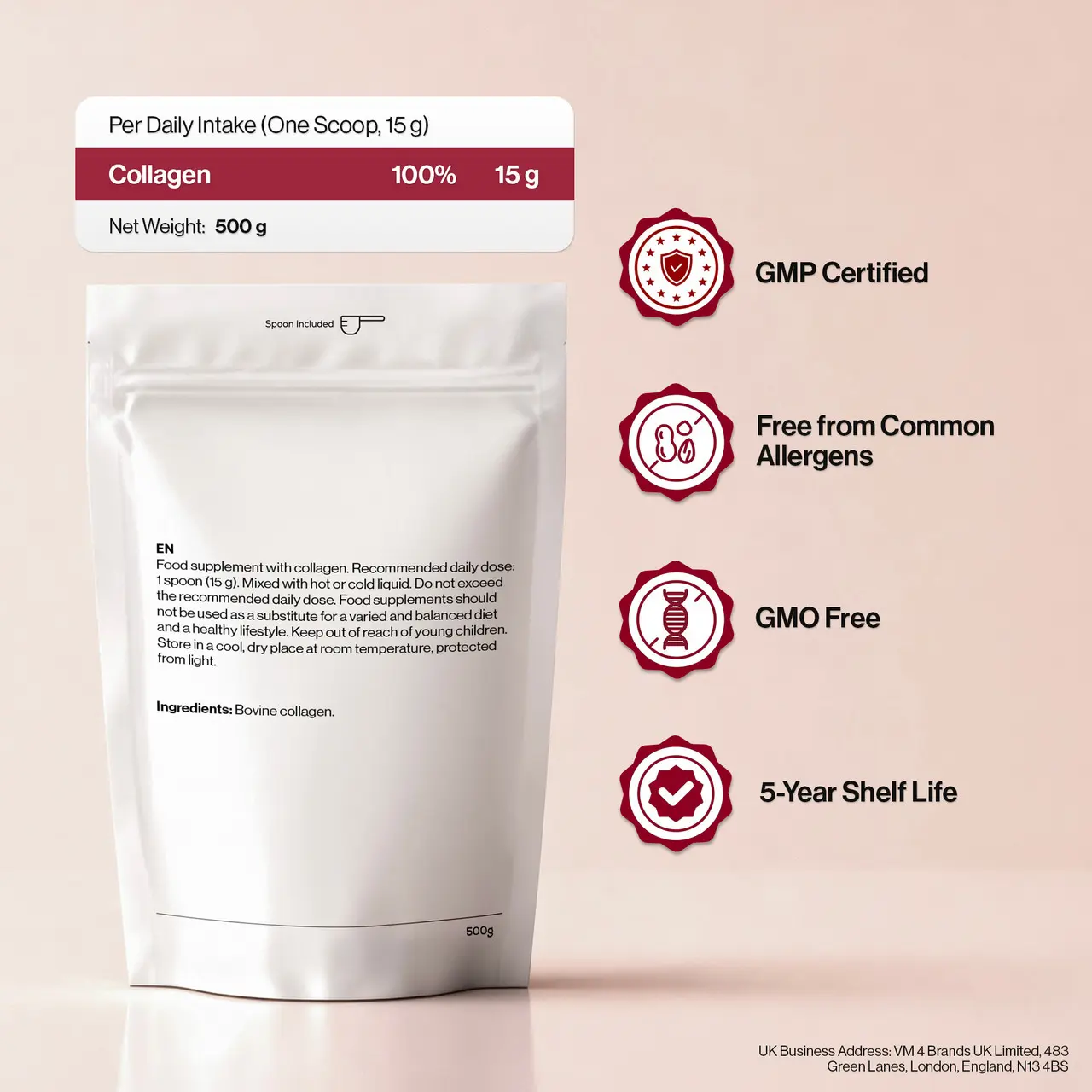 4 HER Collagen Pure 100% Pure Hydrolysed Bovine Collagen Peptides Powder 500g Image https://cdn11.bigcommerce.com/s-g585yu857h/images/stencil/1280w/products/16308/31831/166238H__60777.1784641694.jpg1