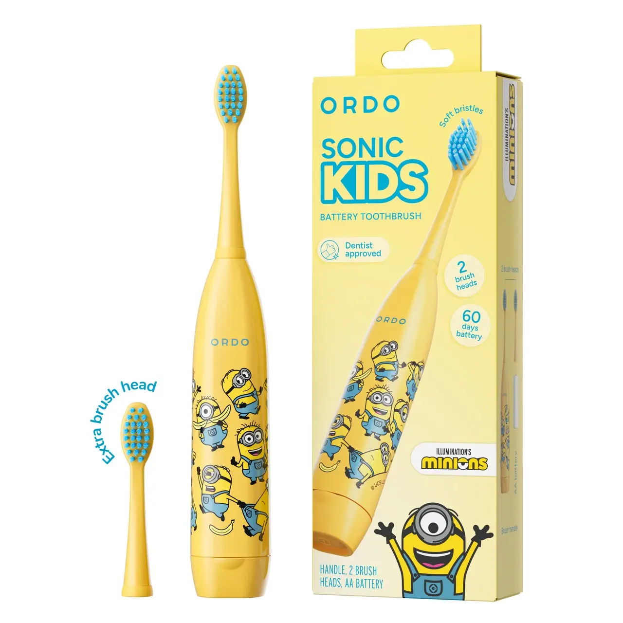 Ordo Sonic Kids Battery Toothbrush - Minions Yellow Image 1