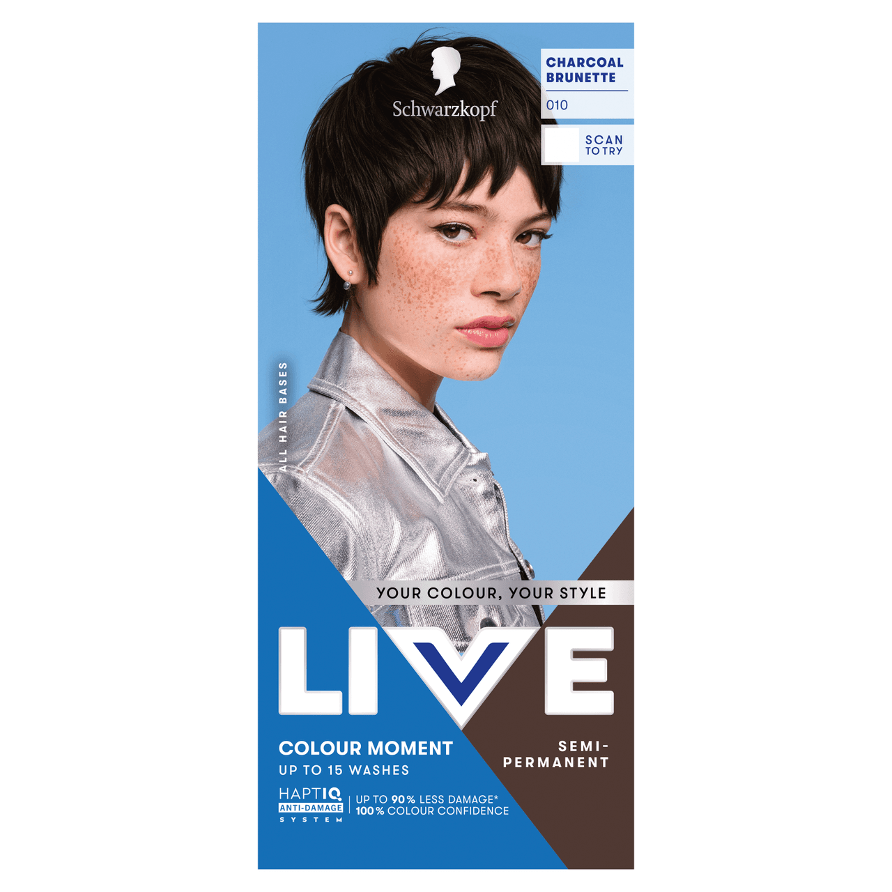 Schwarzkopf LIVE Colour Moment 010 Charcoal Brunette Semi-Permanent Hair Dye Image 1
