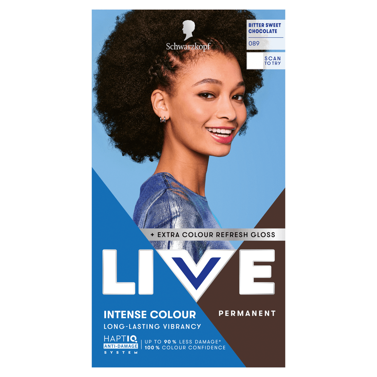 Schwarzkopf LIVE Intense Colour 089 Bitter Sweet Chocolate Permanent Hair Dye Image 1