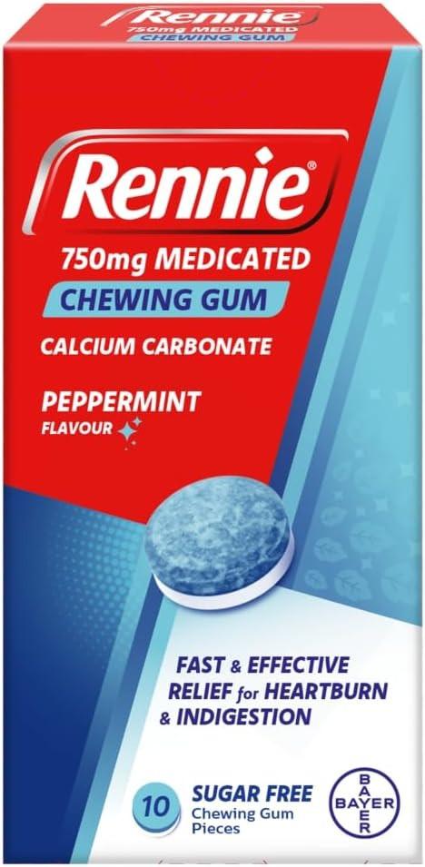 Rennie 750mg Medicated Chewing Gum 10 Pieces Image 1