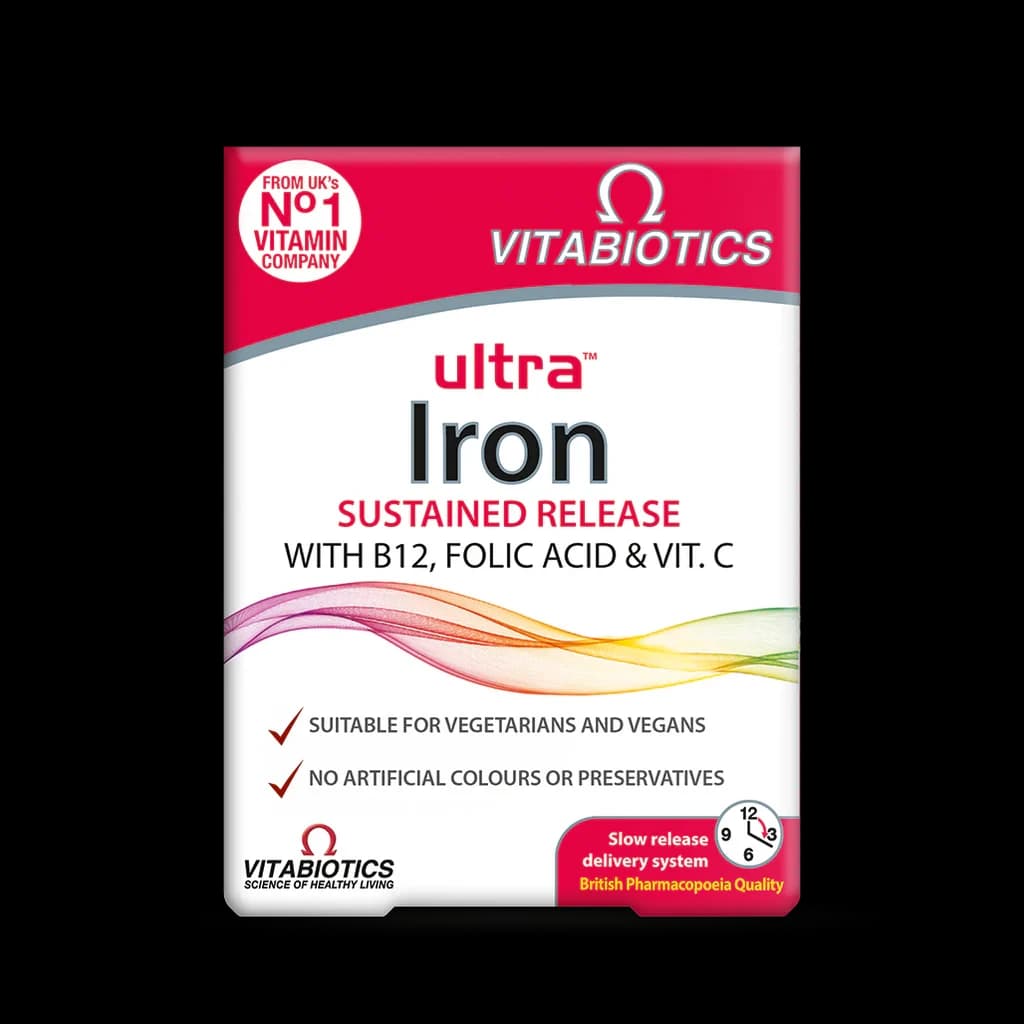 Vitabiotics Ultra Iron With B12 Folic Acid & Vitamin C 30 Tablets Image 1