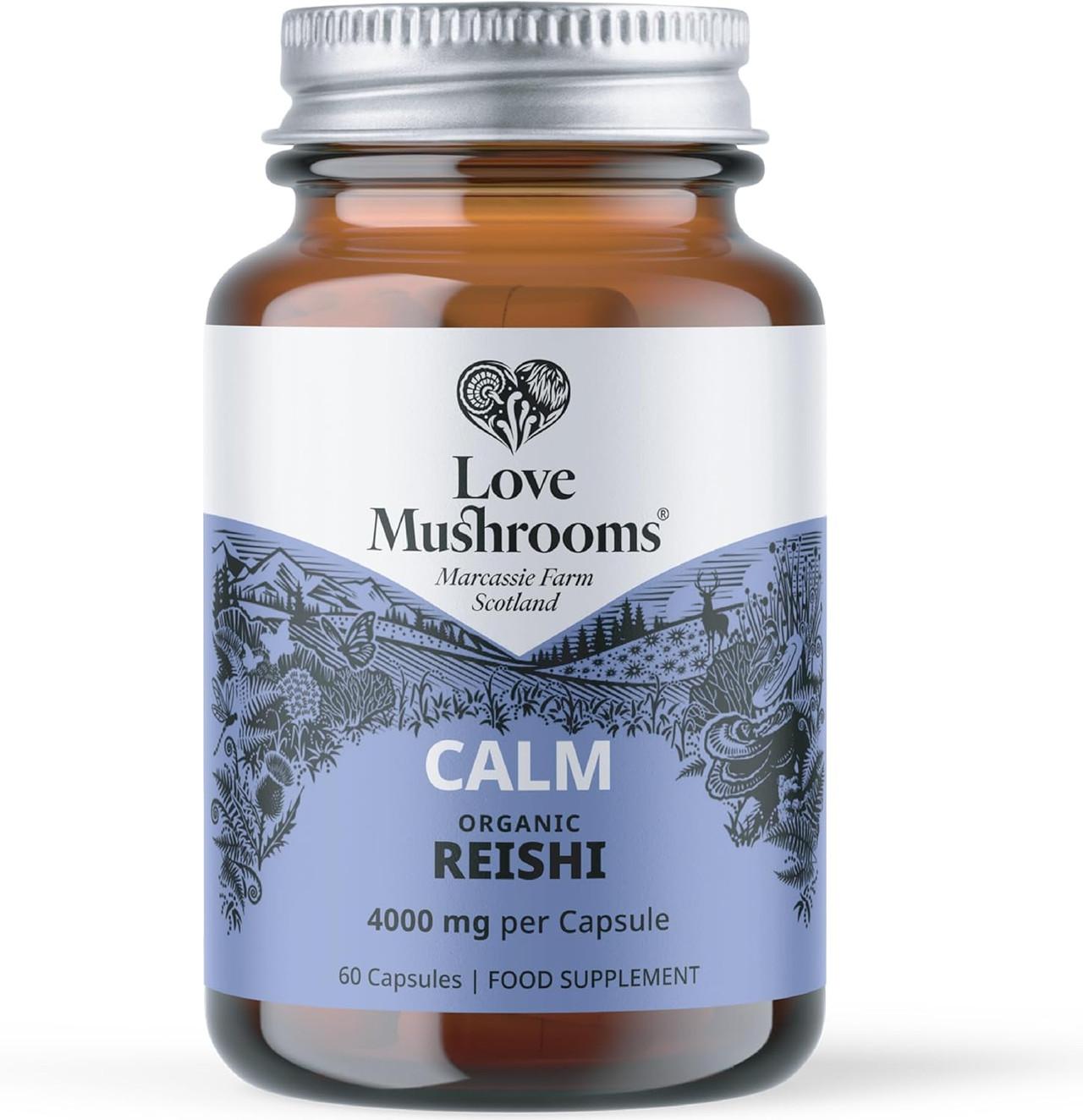 Love Mushrooms Calm Reishi 4000mg Essential Balance 60 Capsules Image 1
