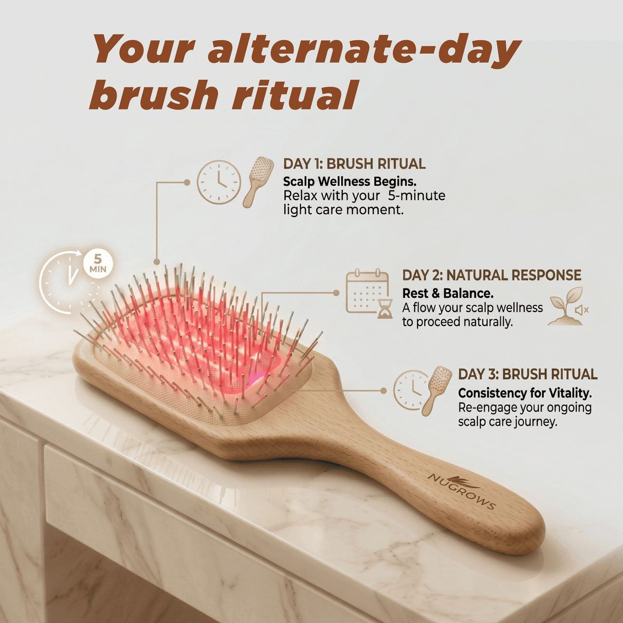 NuGROWS VivaBrush Pro Advanced Cold Laser Scalp Care Brush Image 1