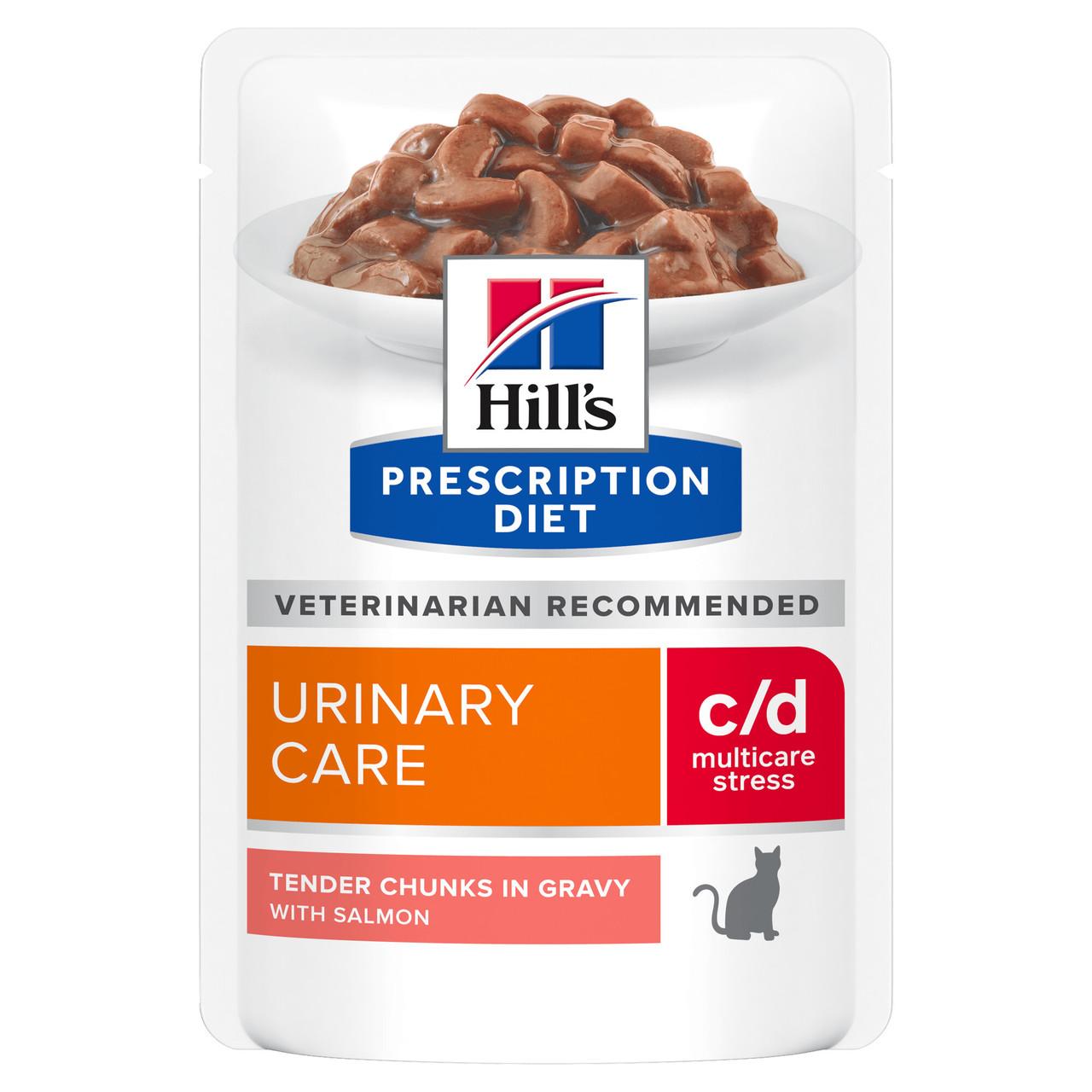Hill's Prescription Diet c/d Multicare Stress Urinary Cat Wet Food Salmon 12x85g Pouch Image 1