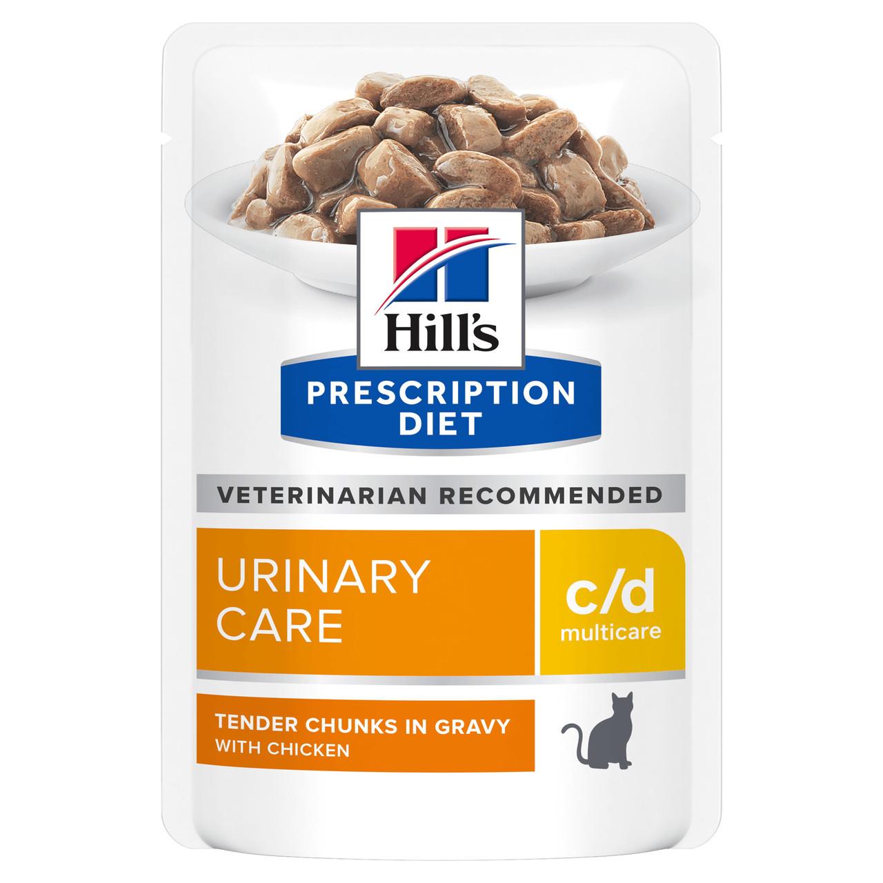 Hill's Prescription Diet c/d Multicare Urinary Care Wet Cat Food Chicken 12x85g Pouch Image 1