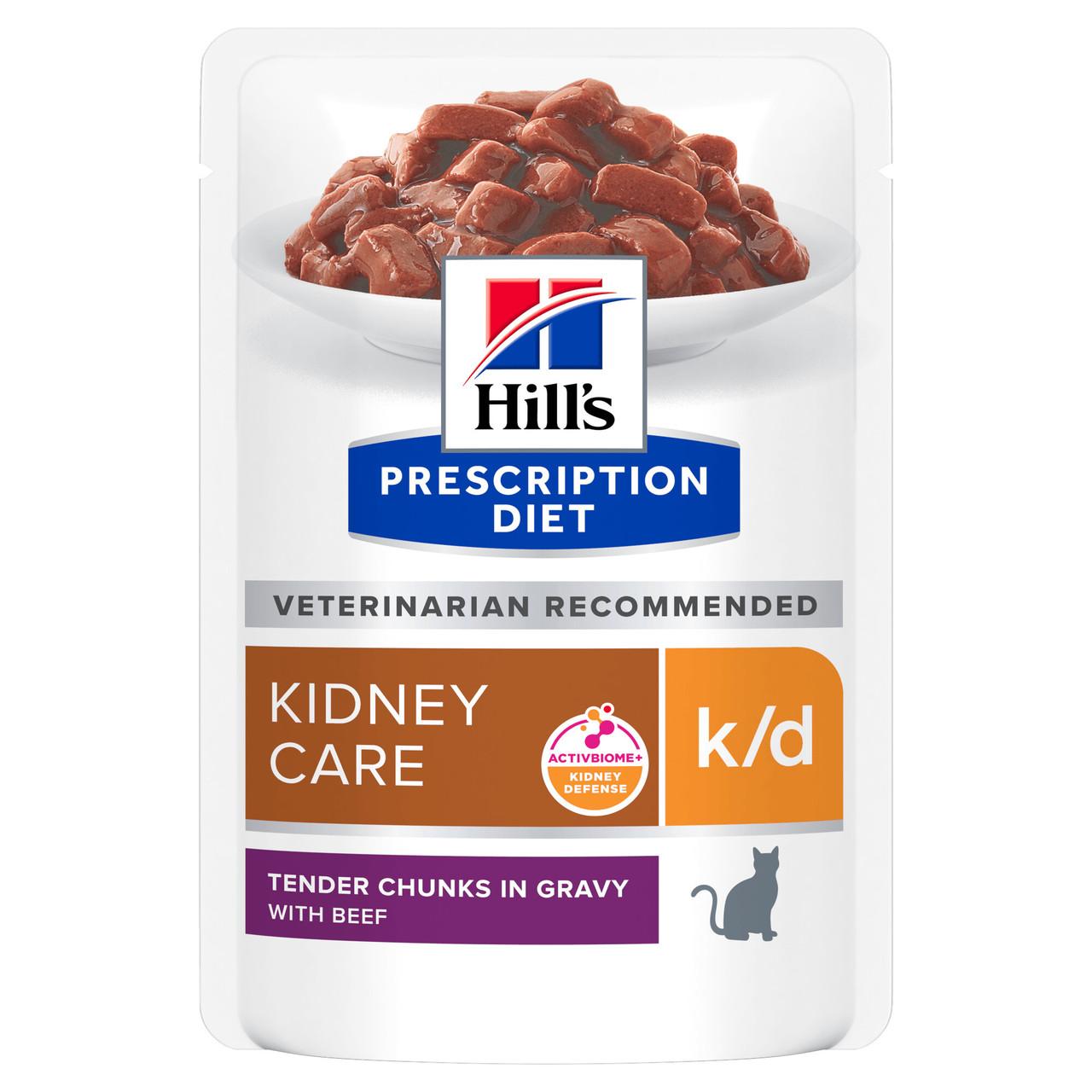 Hill's Prescription Diet k/d Kidney Care Wet Cat Food Chicken 12x85g Pouch Image 1