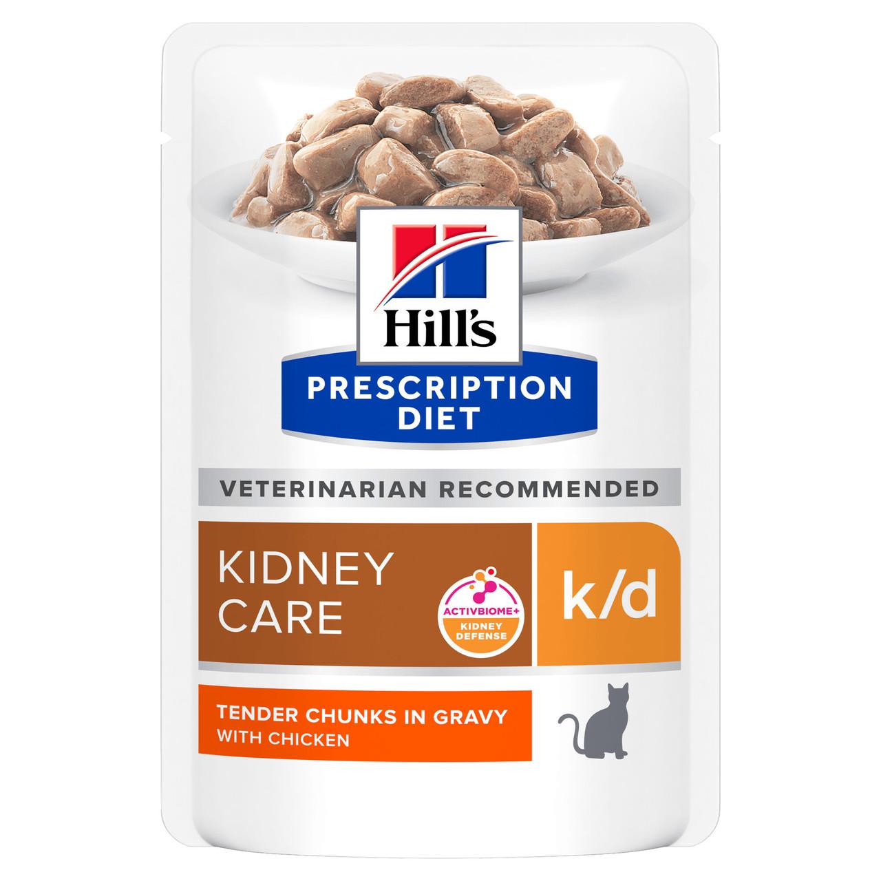 Hill's Prescription Diet k/d Kidney Care Wet Cat Food Beef 12x85g Pouch Image 1