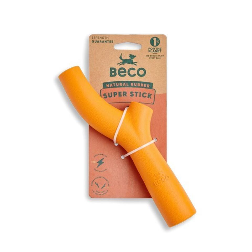 Beco Natural Rubber Super Stick Dog Toy Orange Image 1