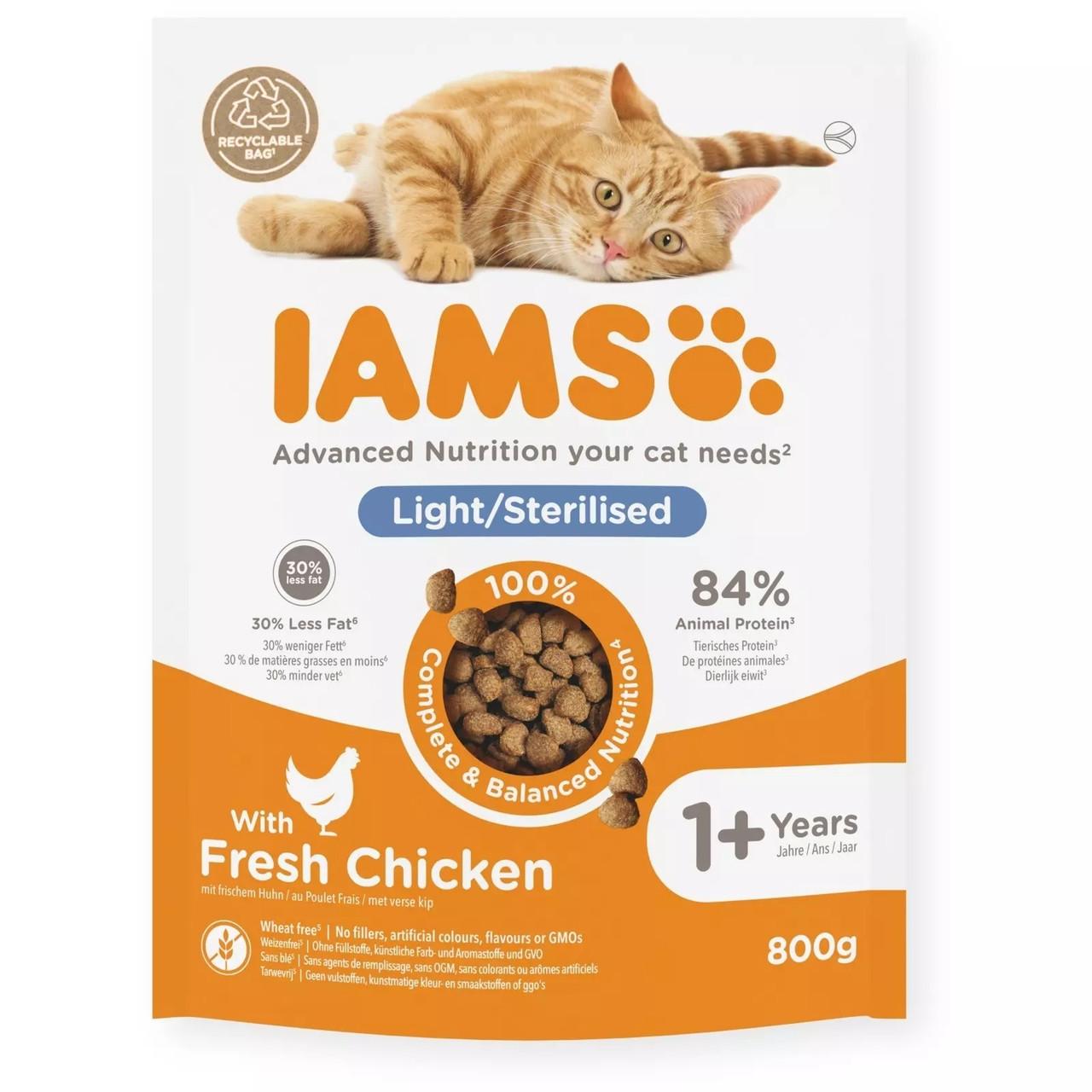 IAMS Vitality Cat Light Sterilised Chicken 800g Image 1