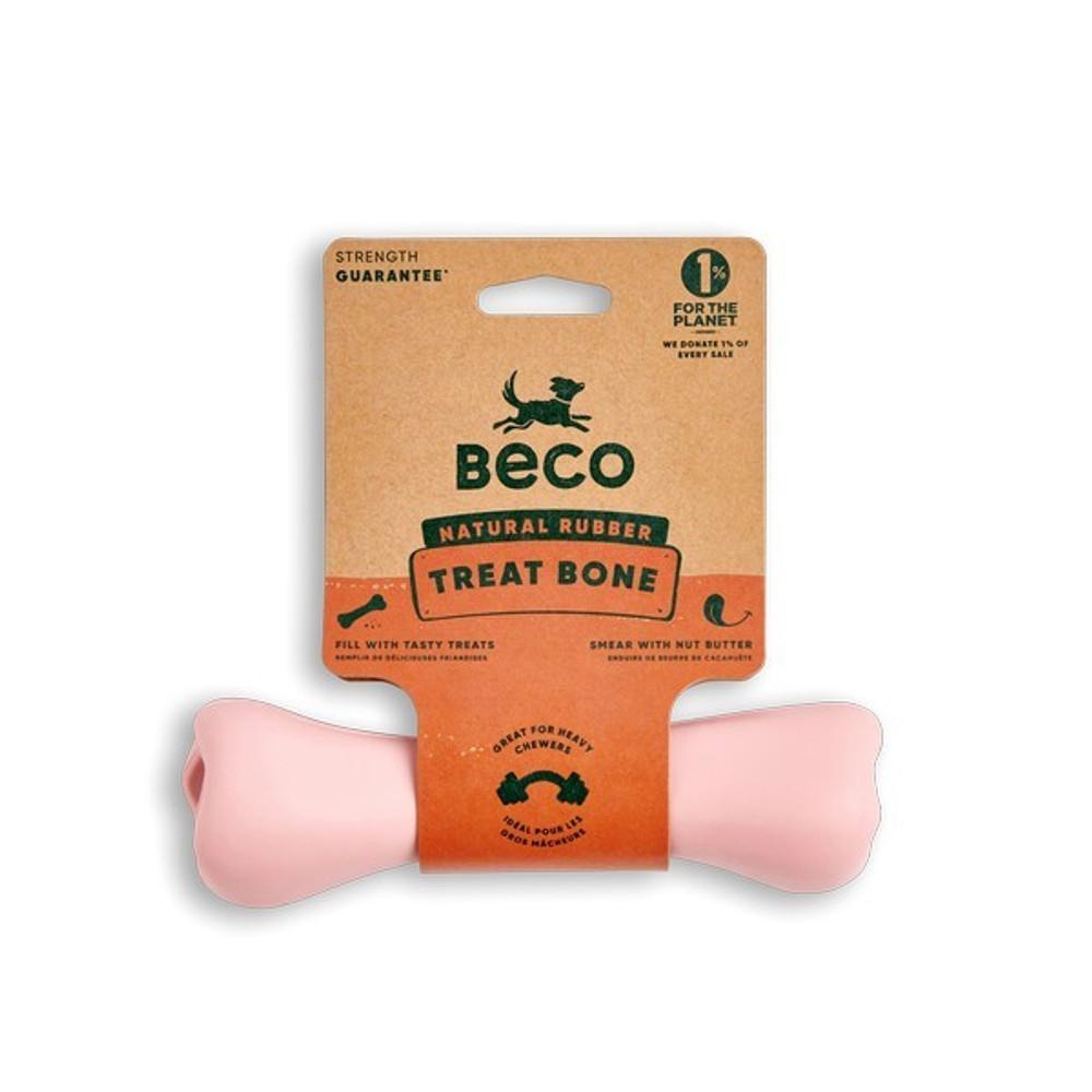 Beco Natural Rubber Chew Bone Pink Image 1