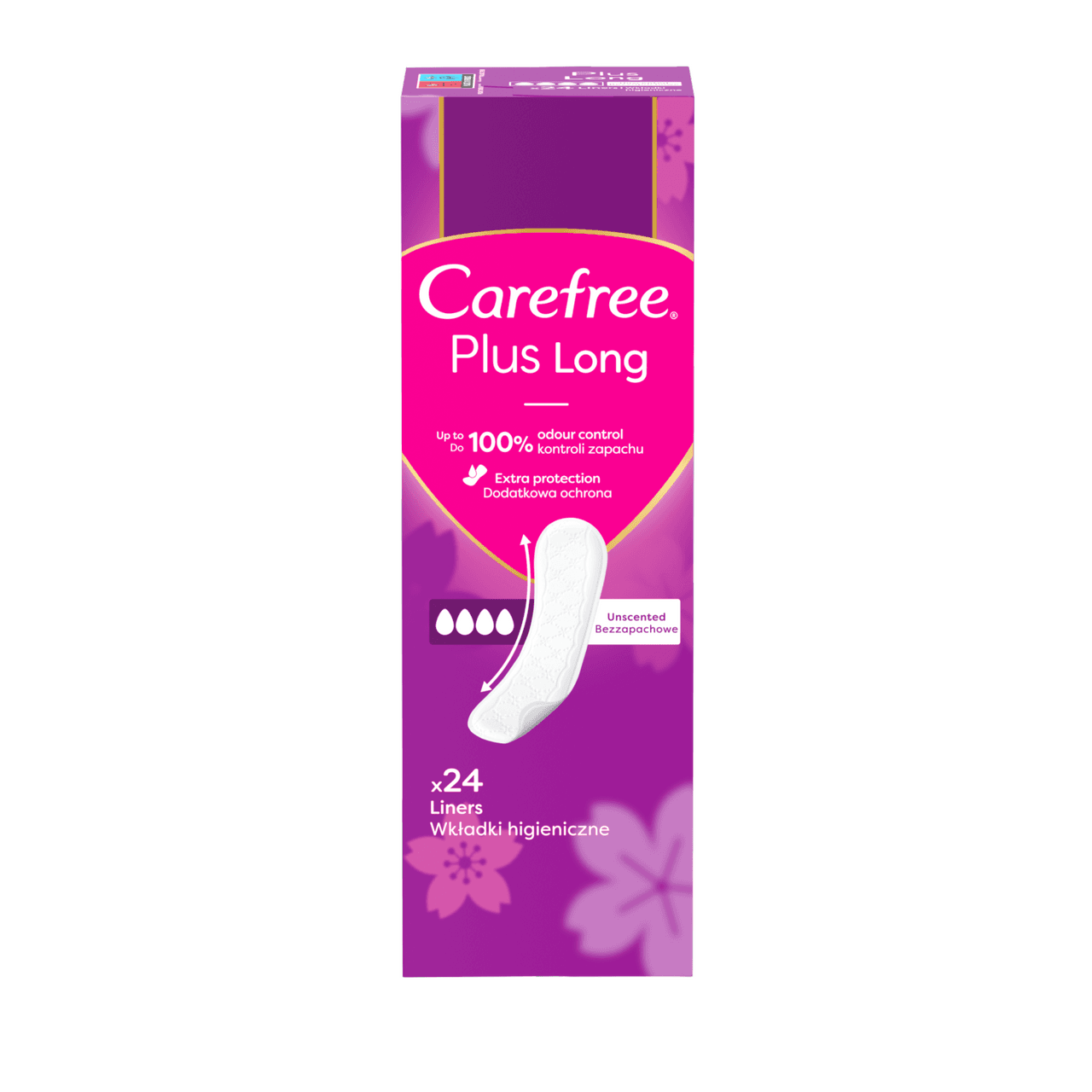 Carefree Plus Long Light Scent Pantyliners 24 Pack Image 1