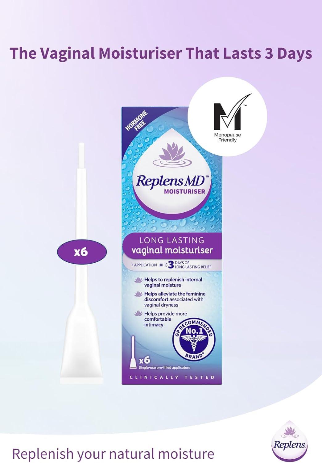 Replens MD Vaginal Moisturiser 6 Applicators Image https://cdn11.bigcommerce.com/s-g585yu857h/images/stencil/1280w/products/1675/34918/61K2wi8Gr4L._AC_SL1500___37300.1784635967.jpg1